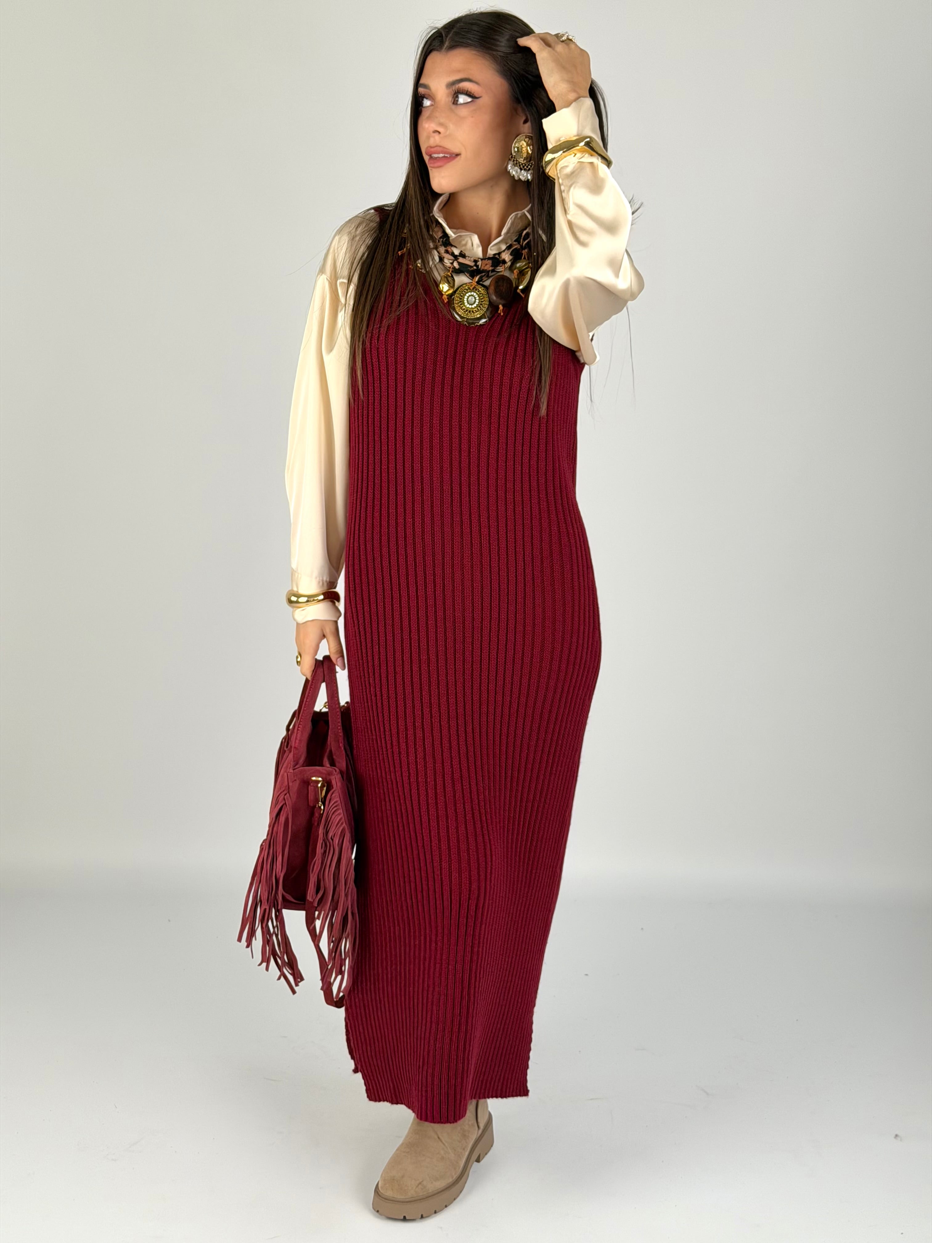 Abito + maglione Asia bordeaux