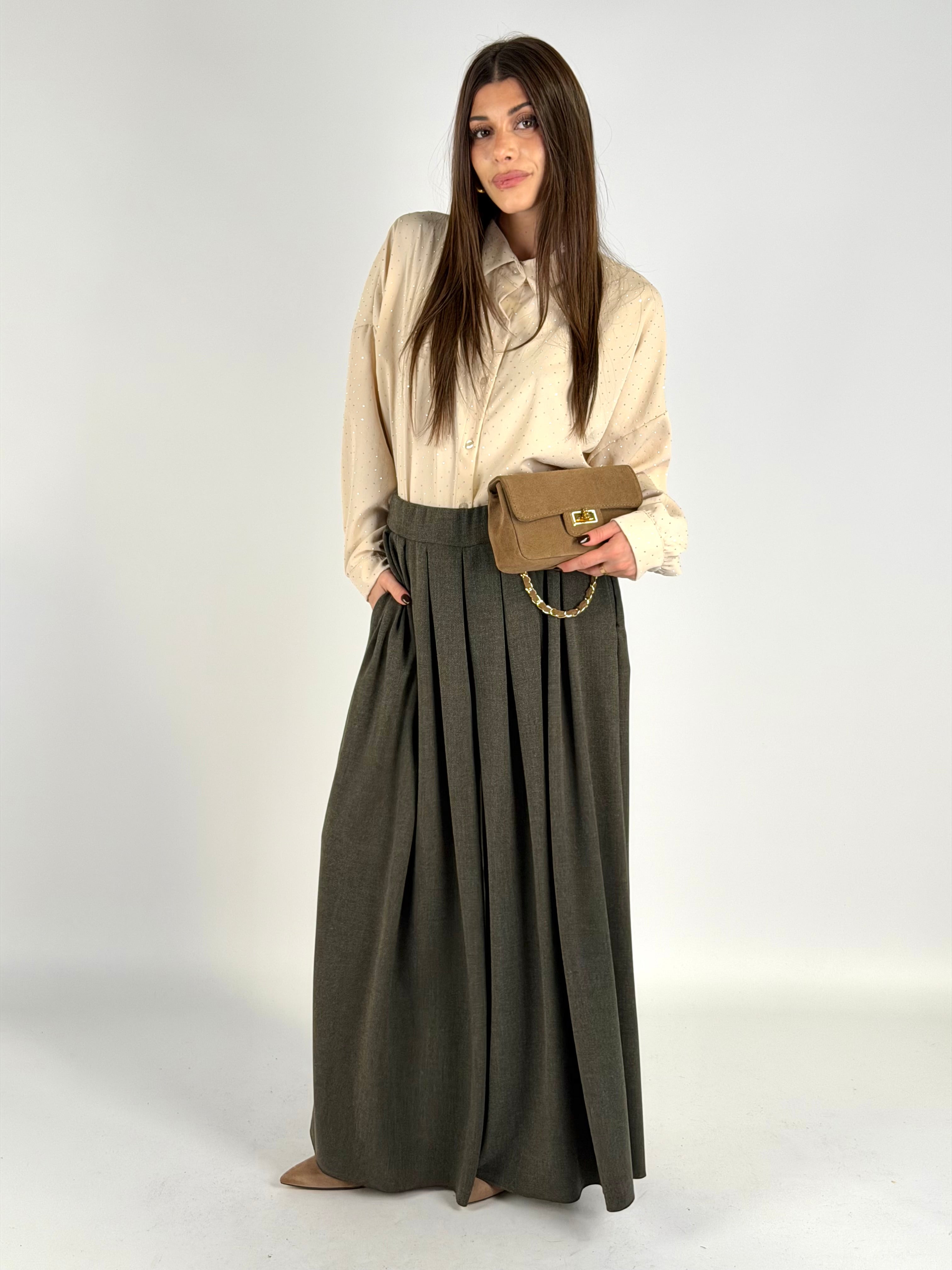 Camicia mille zirconi beige