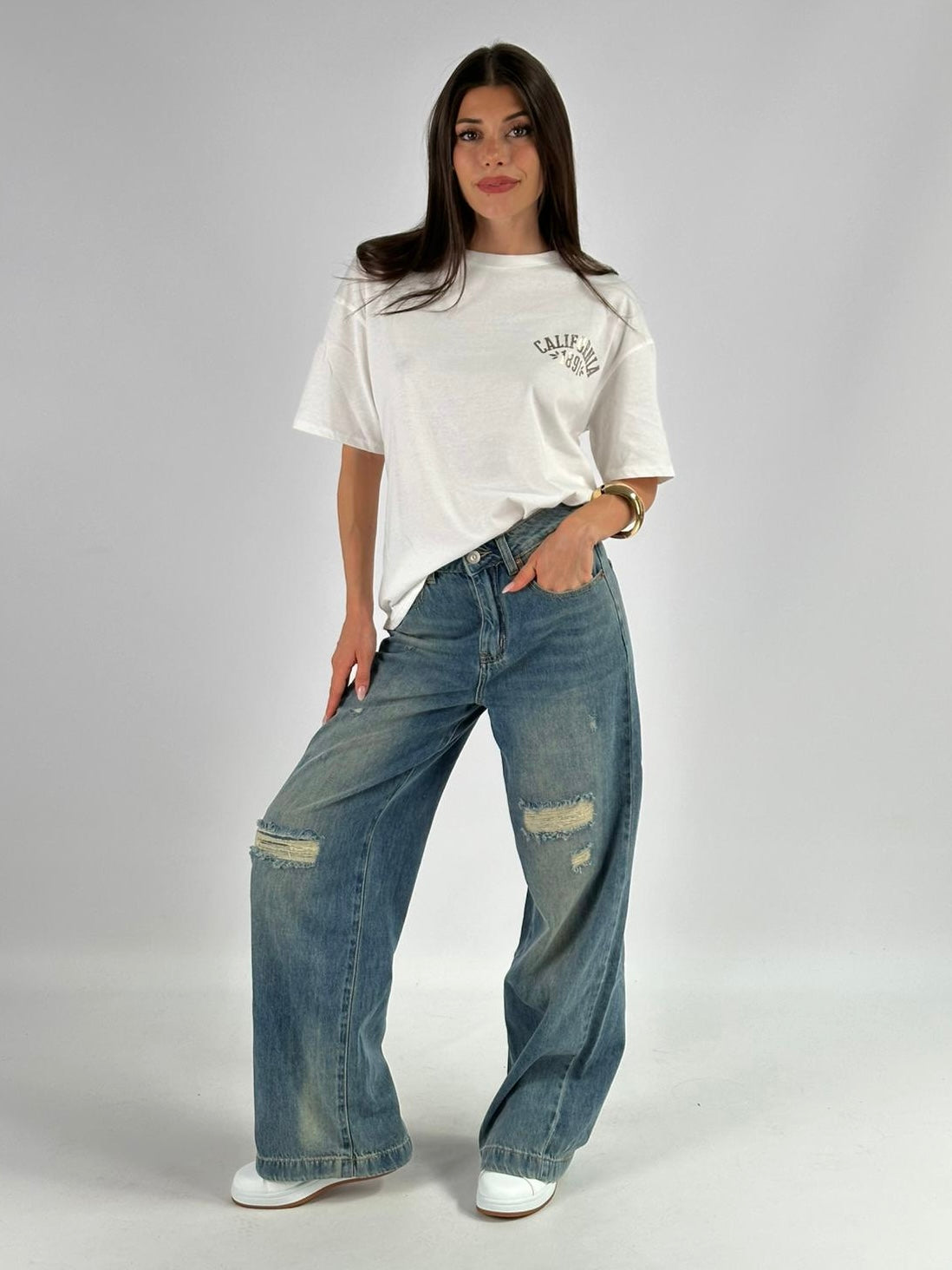 T-shirt premium 100% cotone California bianca