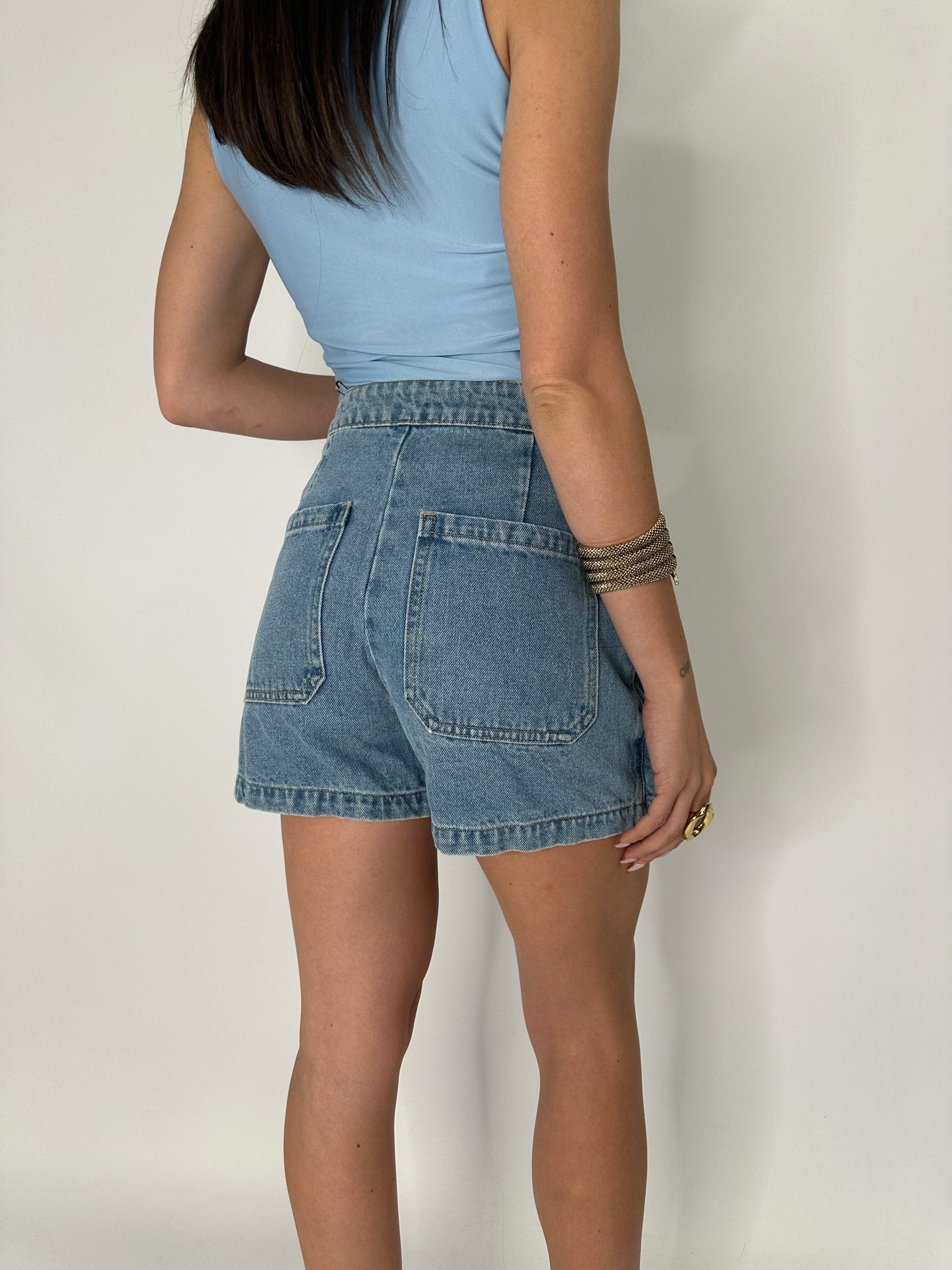 Panta Gonna blu jeans cargo