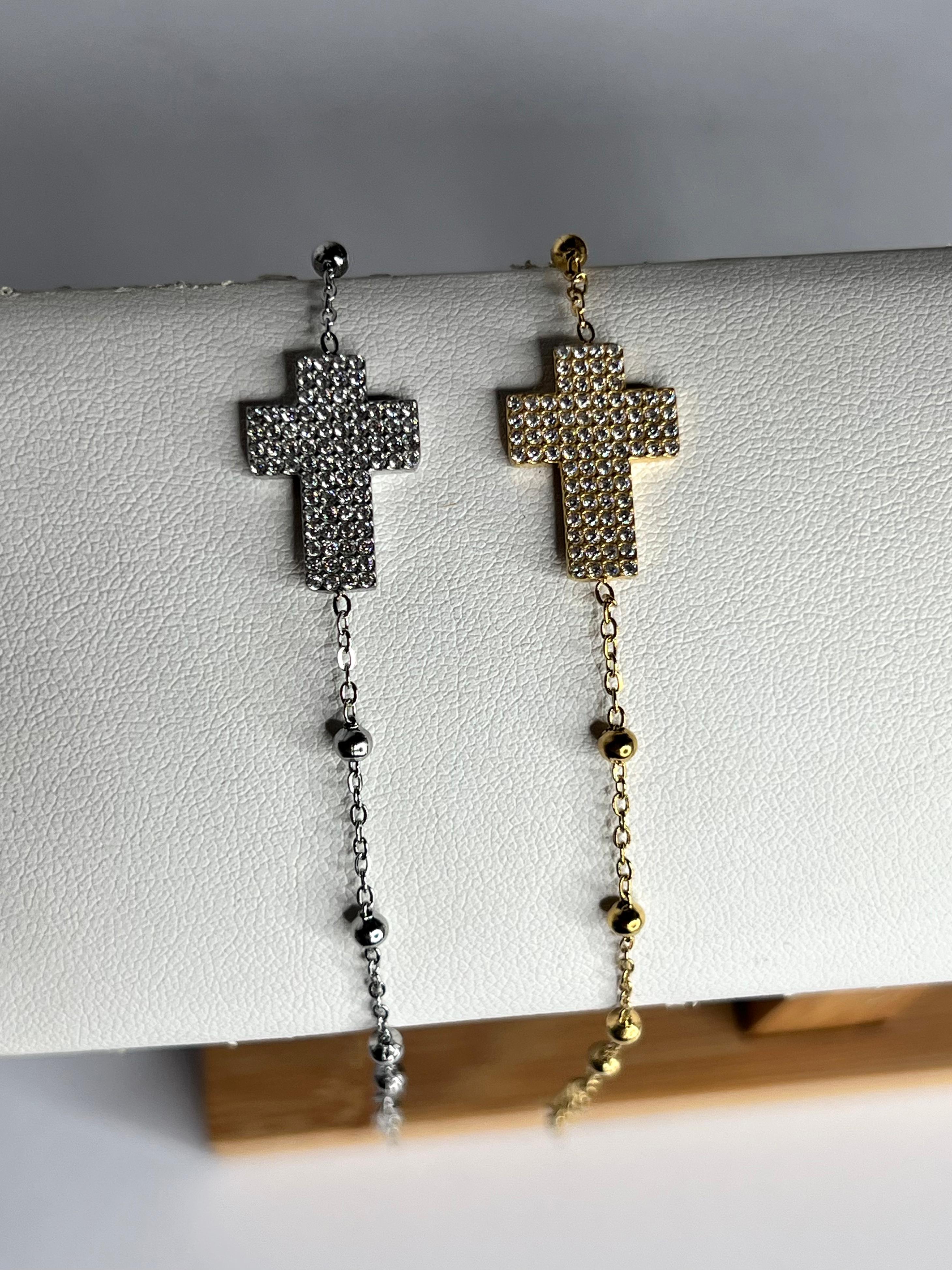 Bracciale croce zirconata - 2 colori