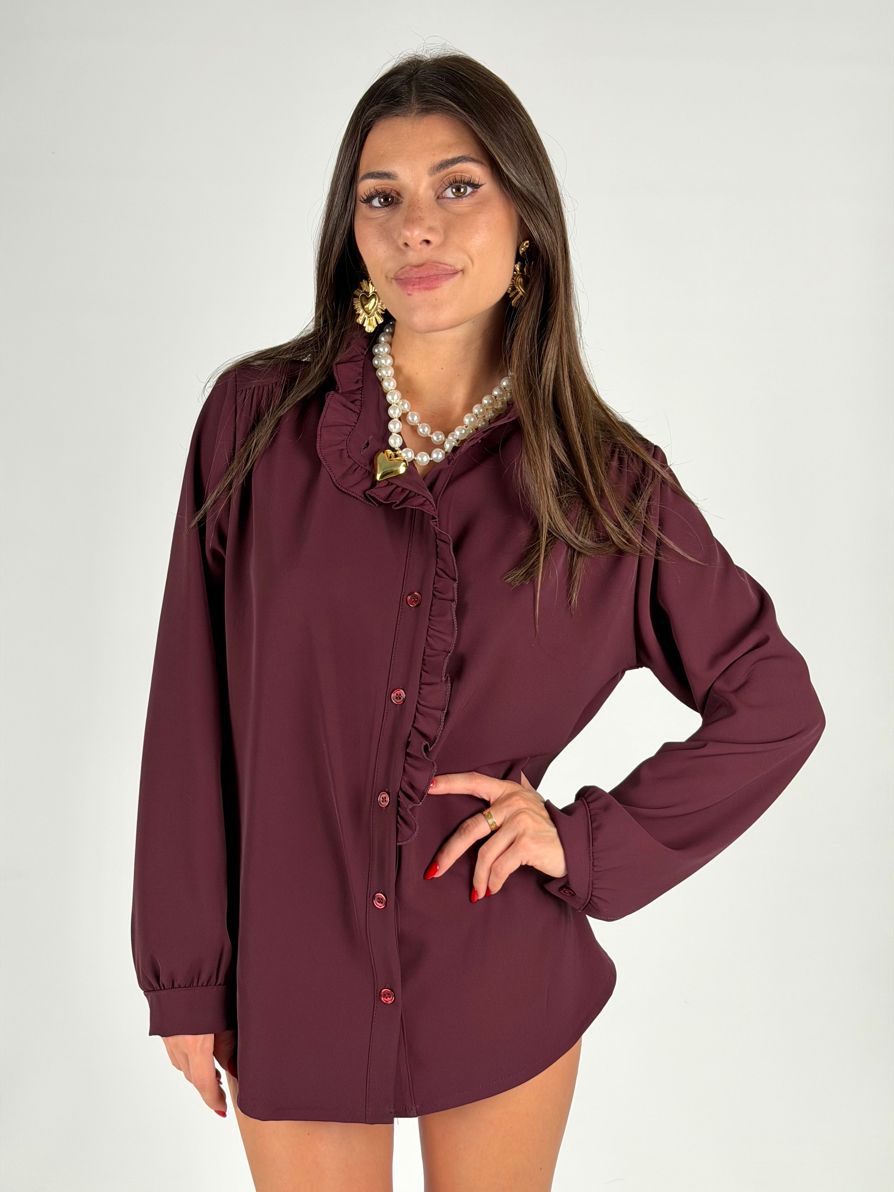 Camicia flora bordeaux