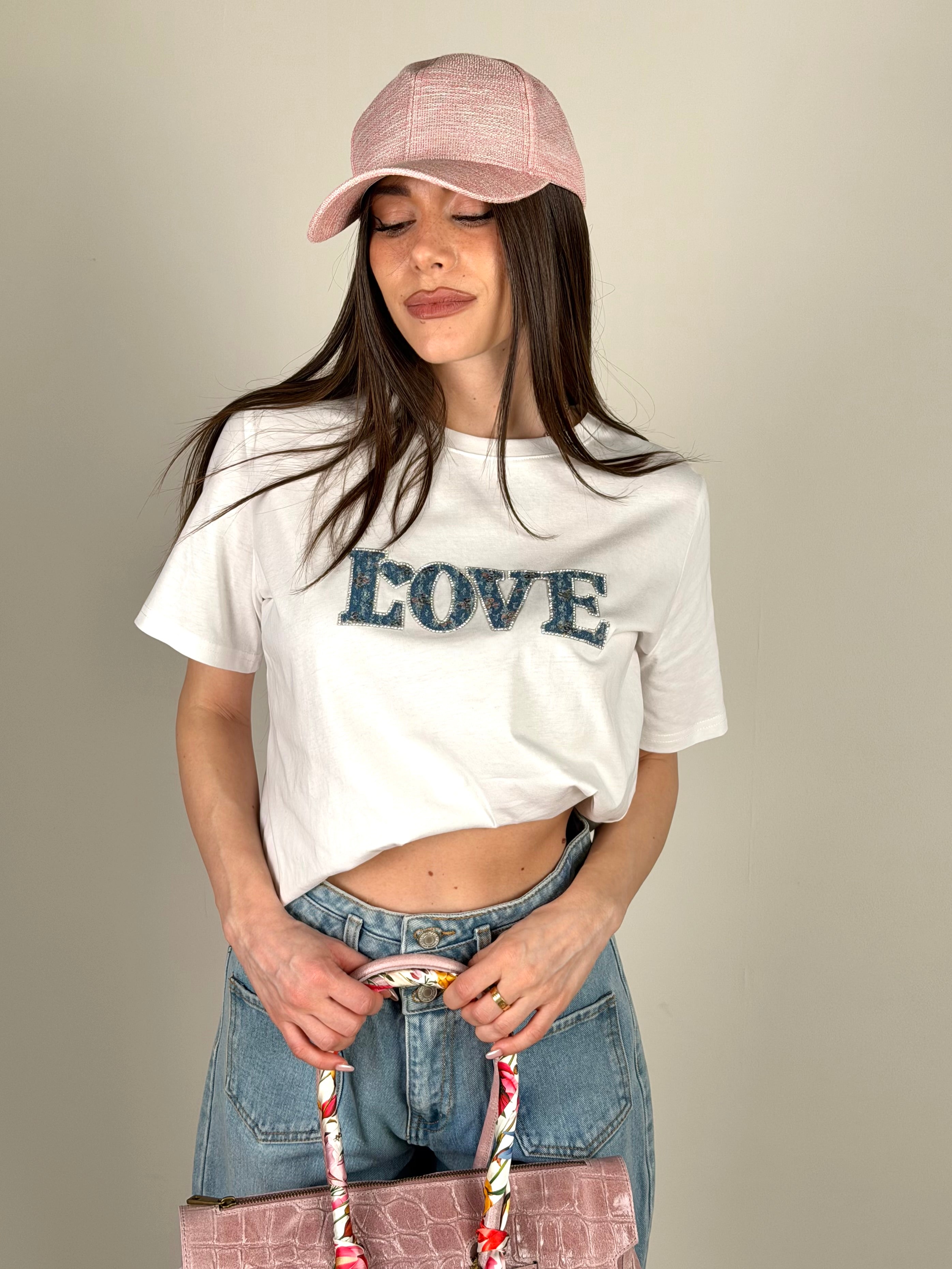 T-shirt love denim bianca