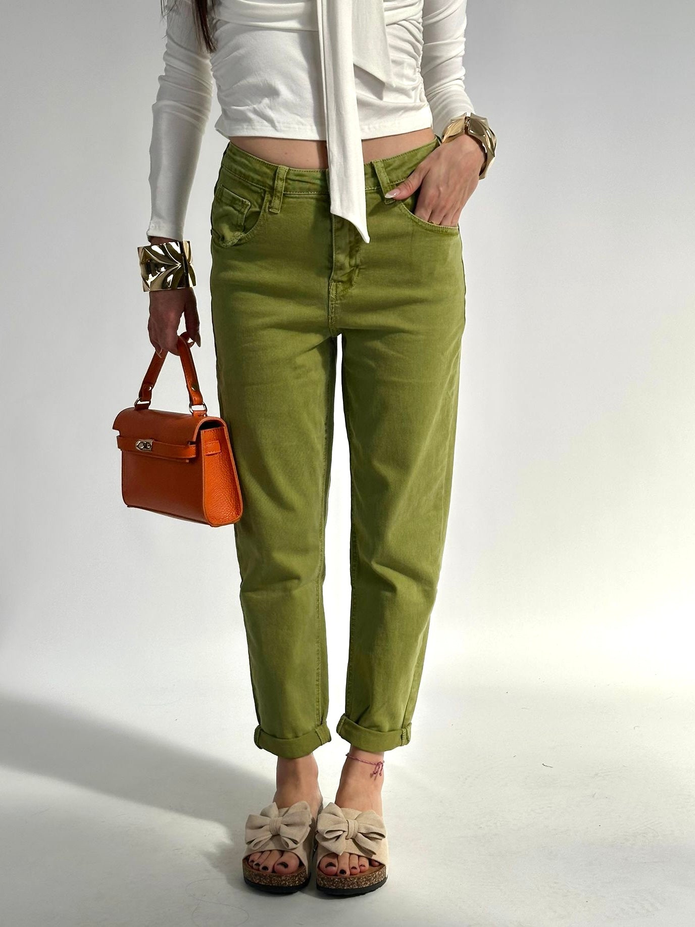 Jeans Iris verde acido