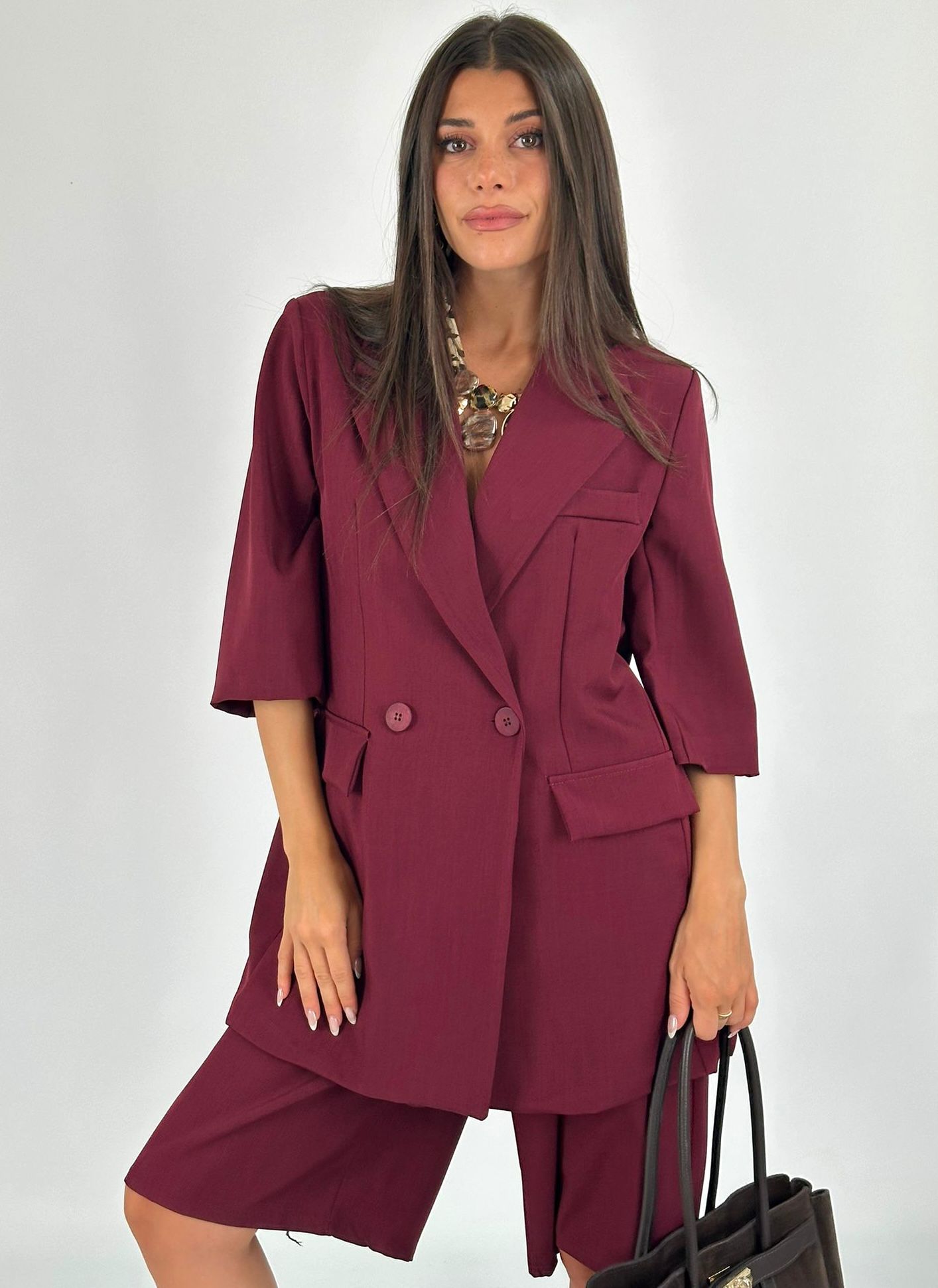 Completo giacca + bermuda bordeaux