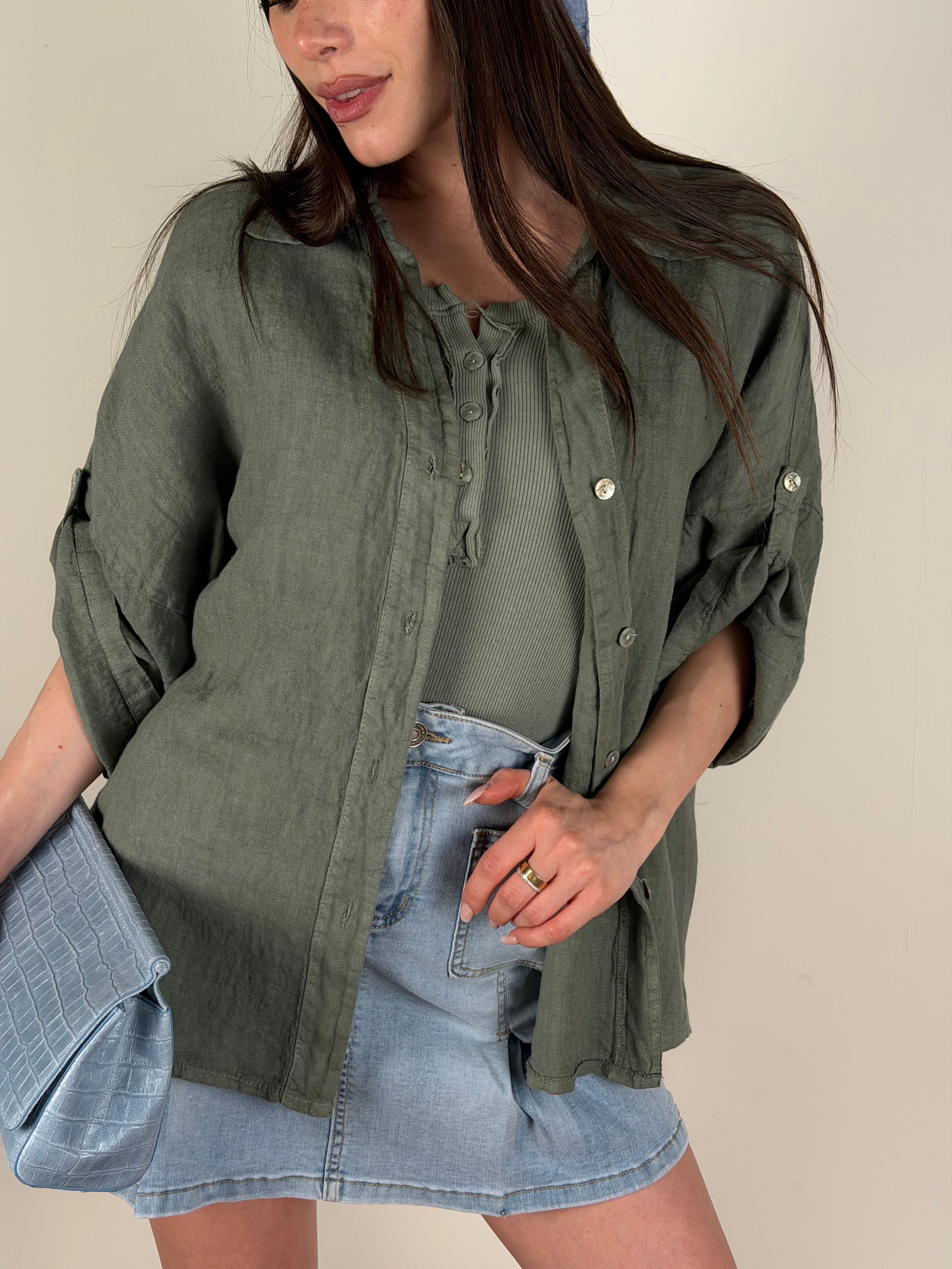Camicia Sandy Puro Lino verde
