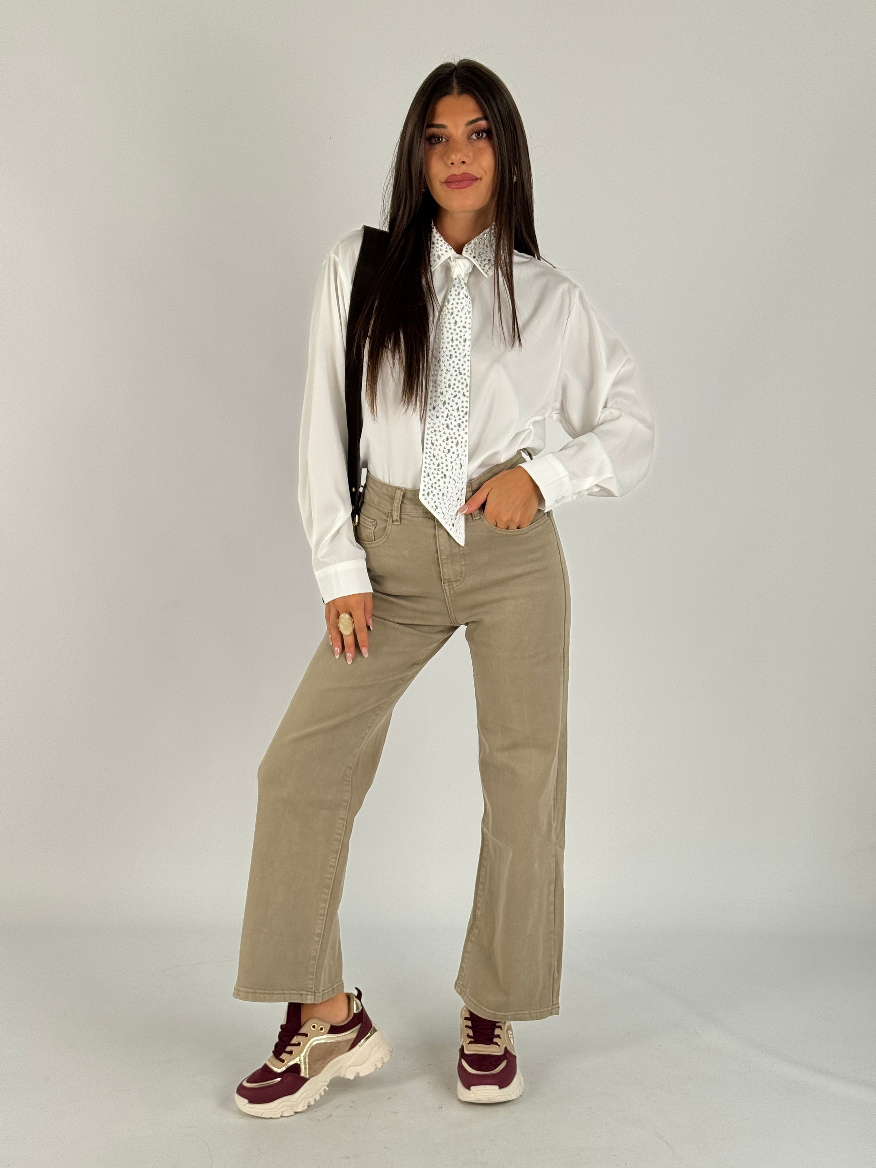 Camicia cravatta zirconi