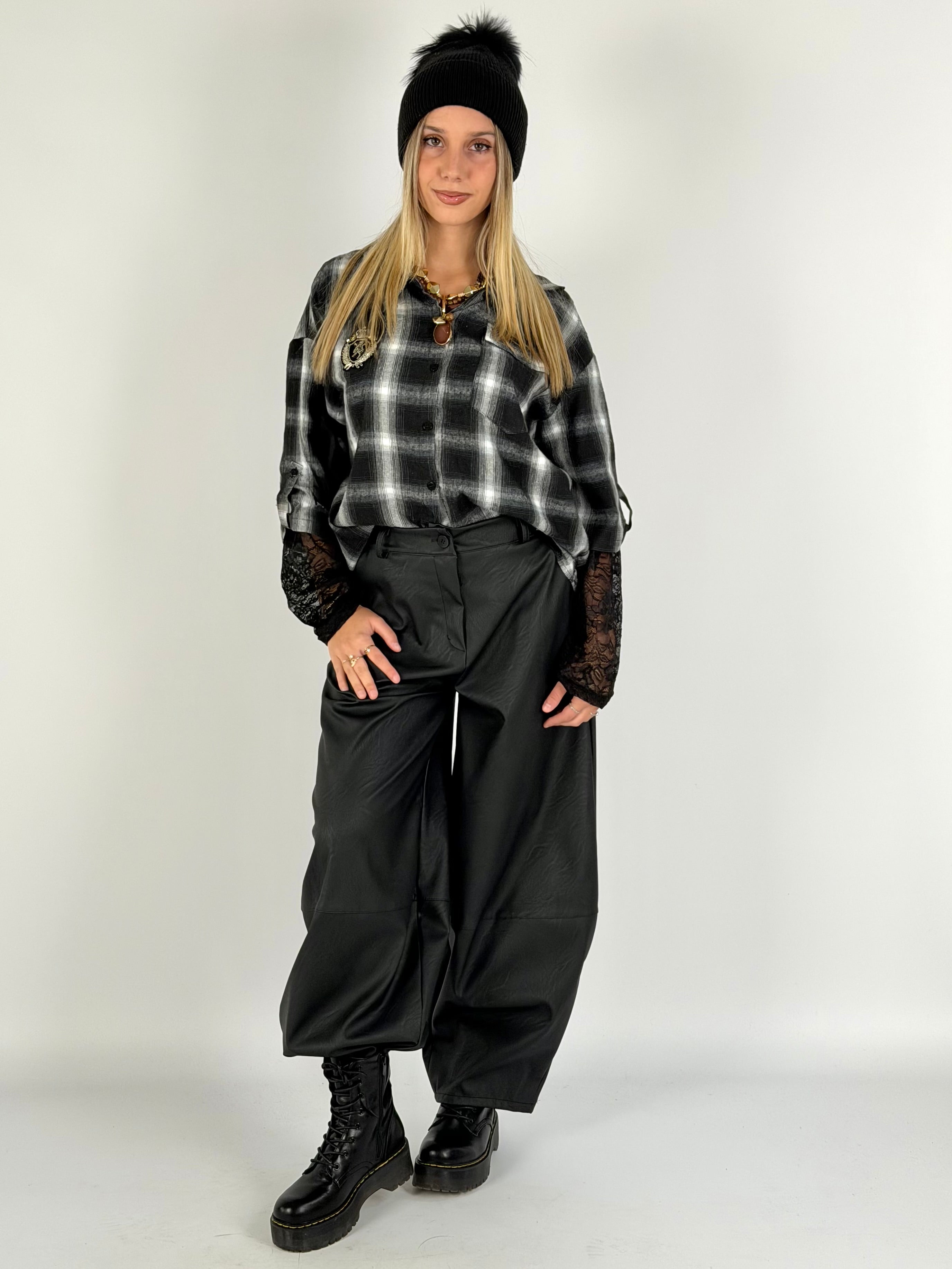 Camicia check Sally nera