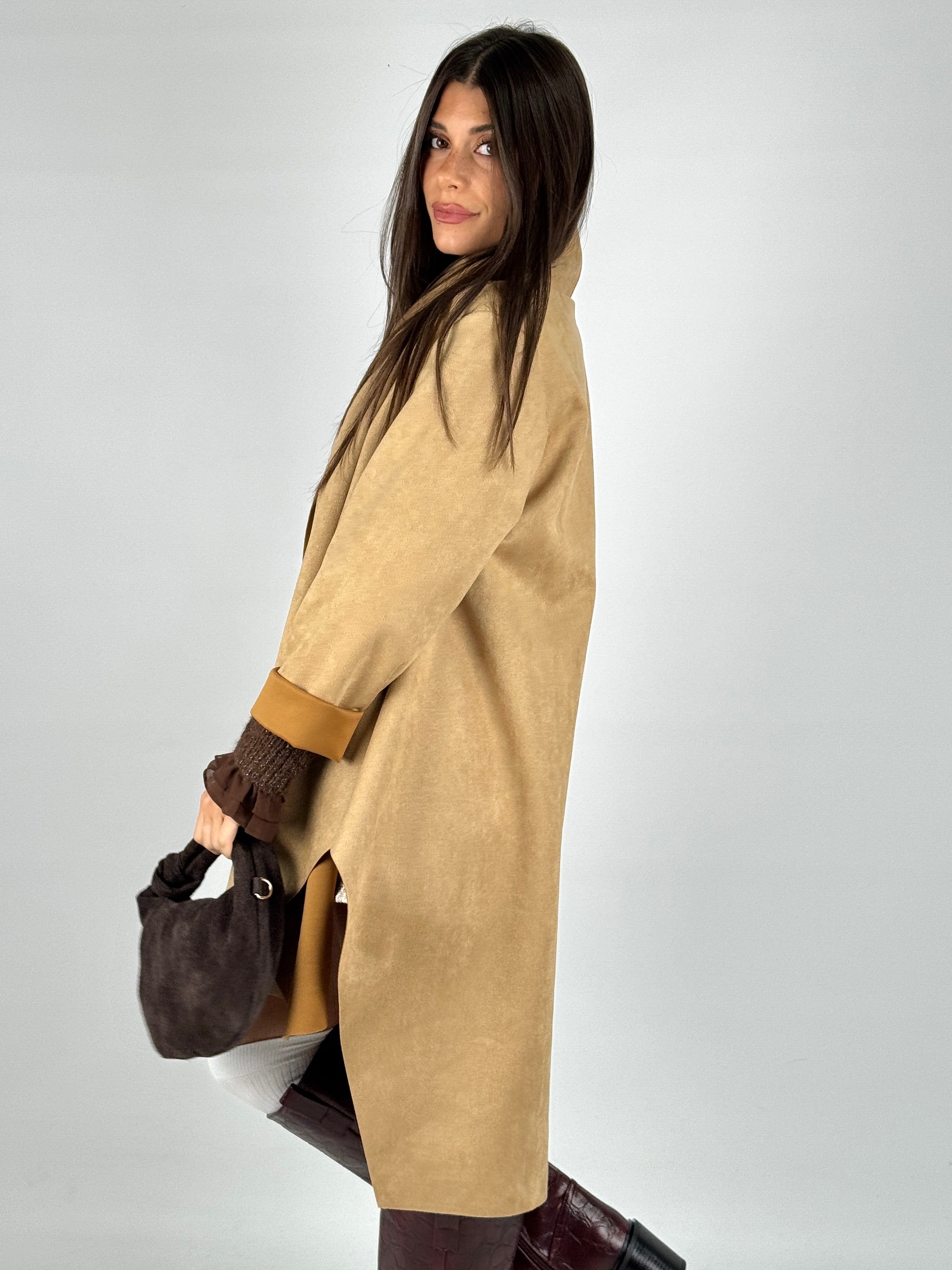 Spolverino scamosciato tabacco