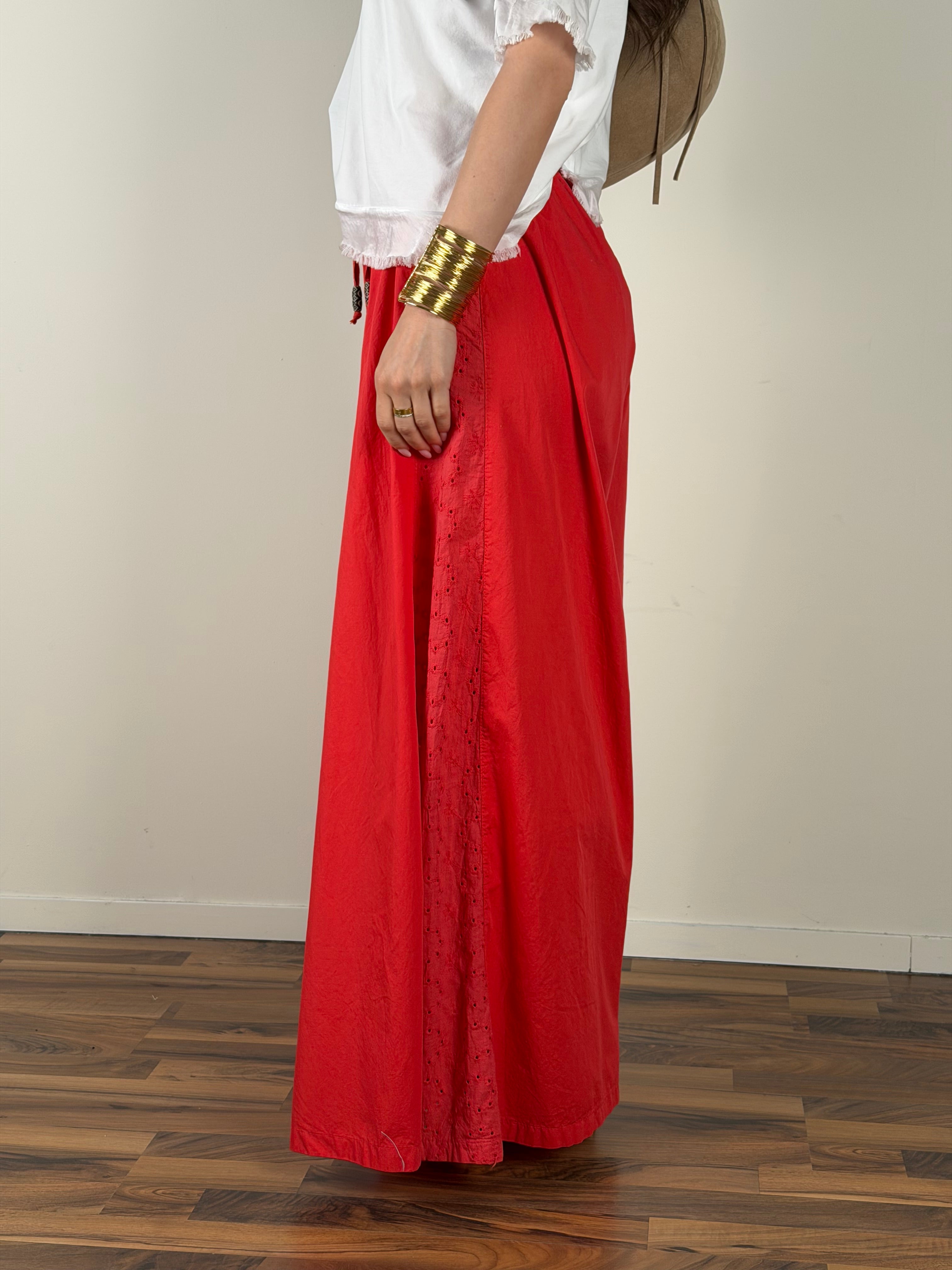 Pantalone colors pizzo sangallo corallo