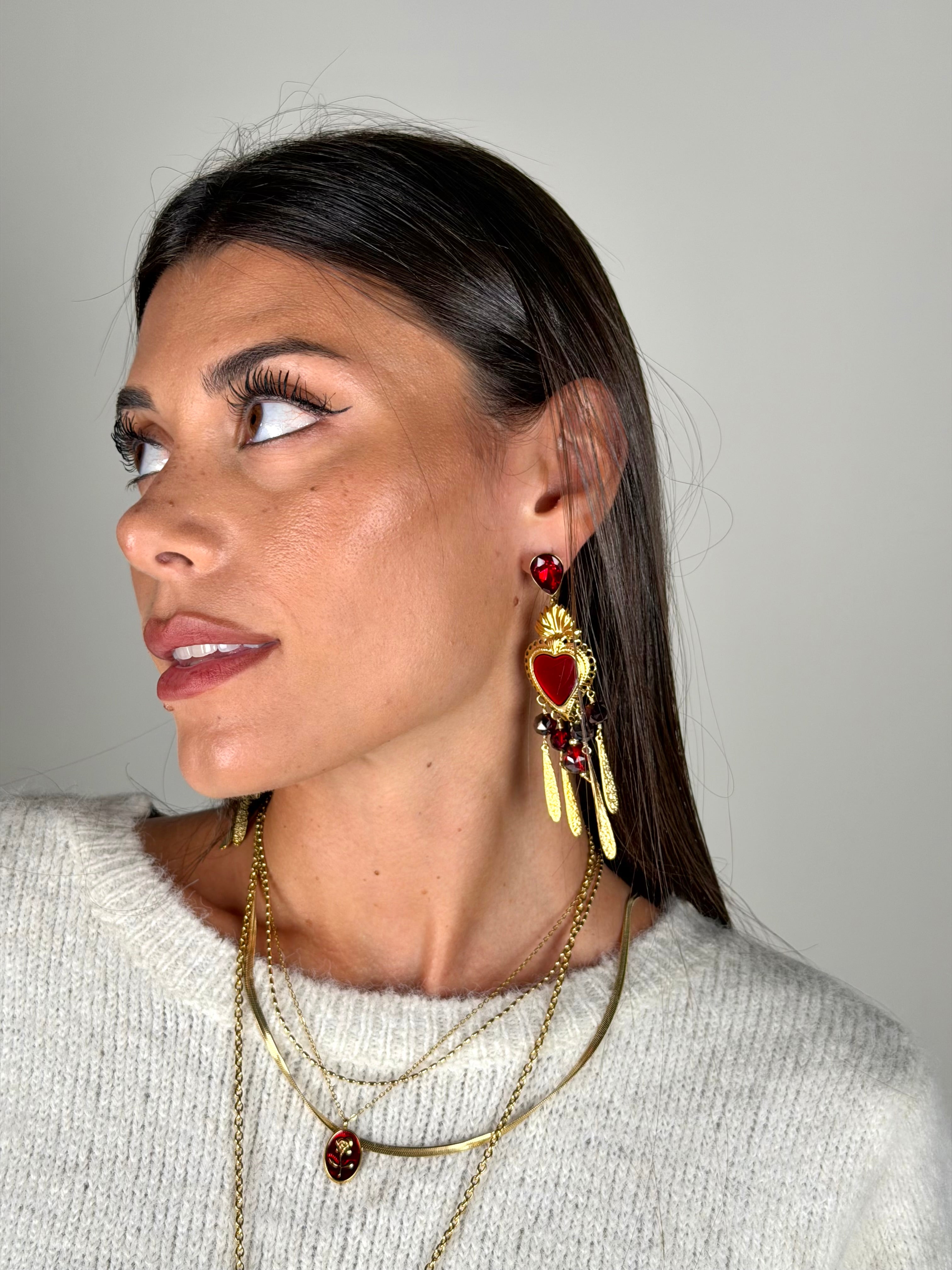 Orecchini cuore bordeaux - collezione passion