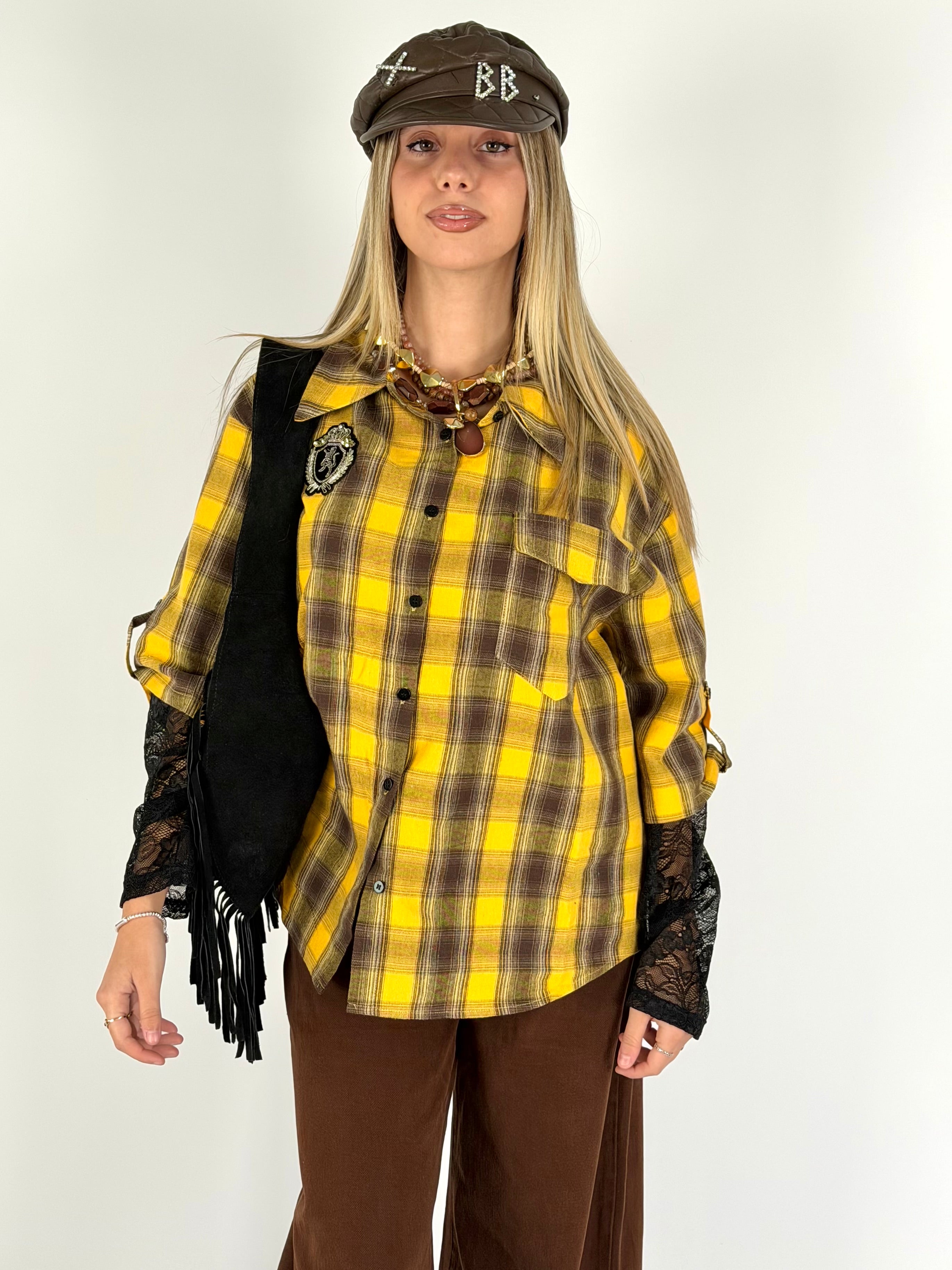 Camicia check Sally gialla