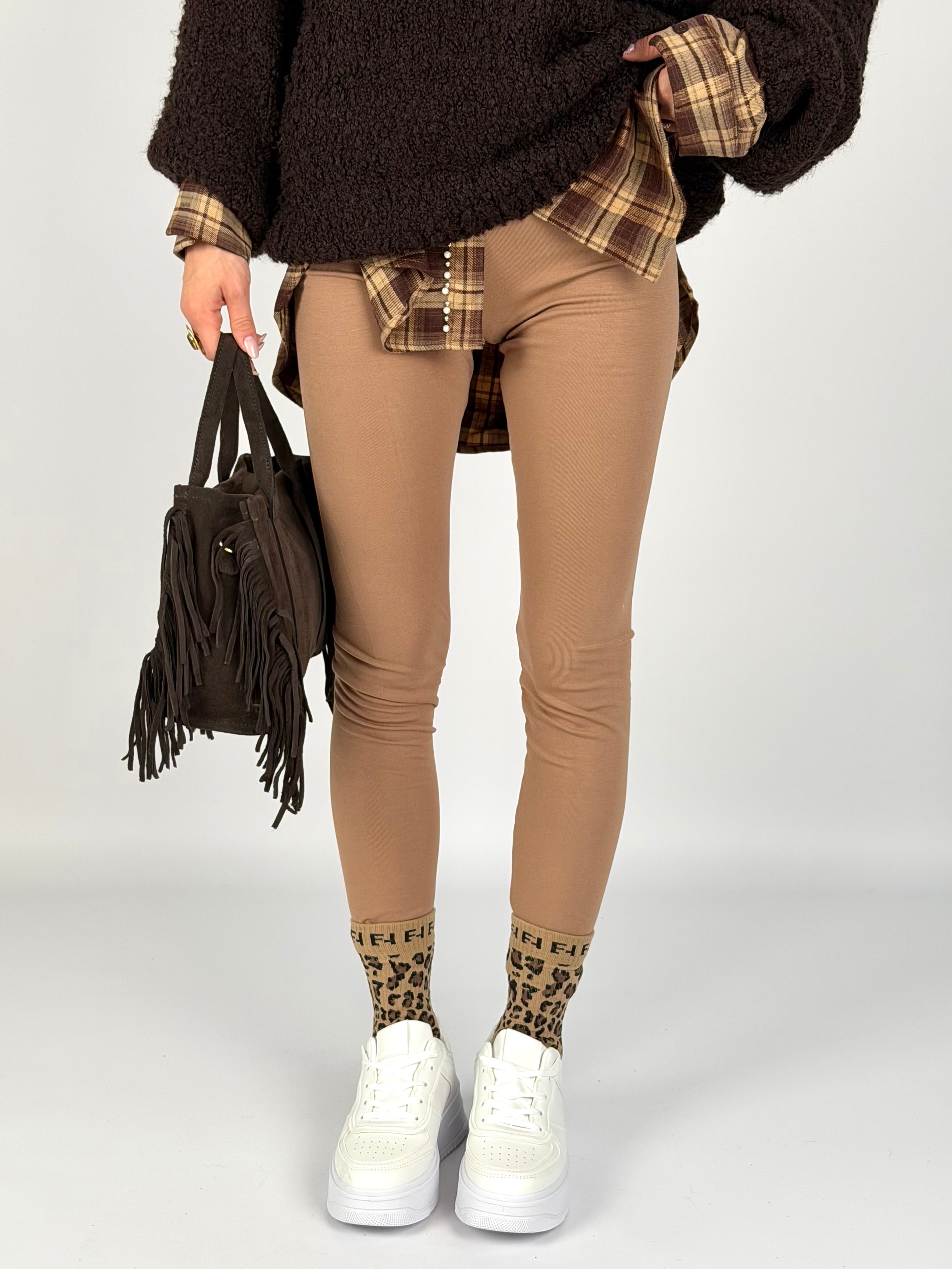 Leggins cotone beige