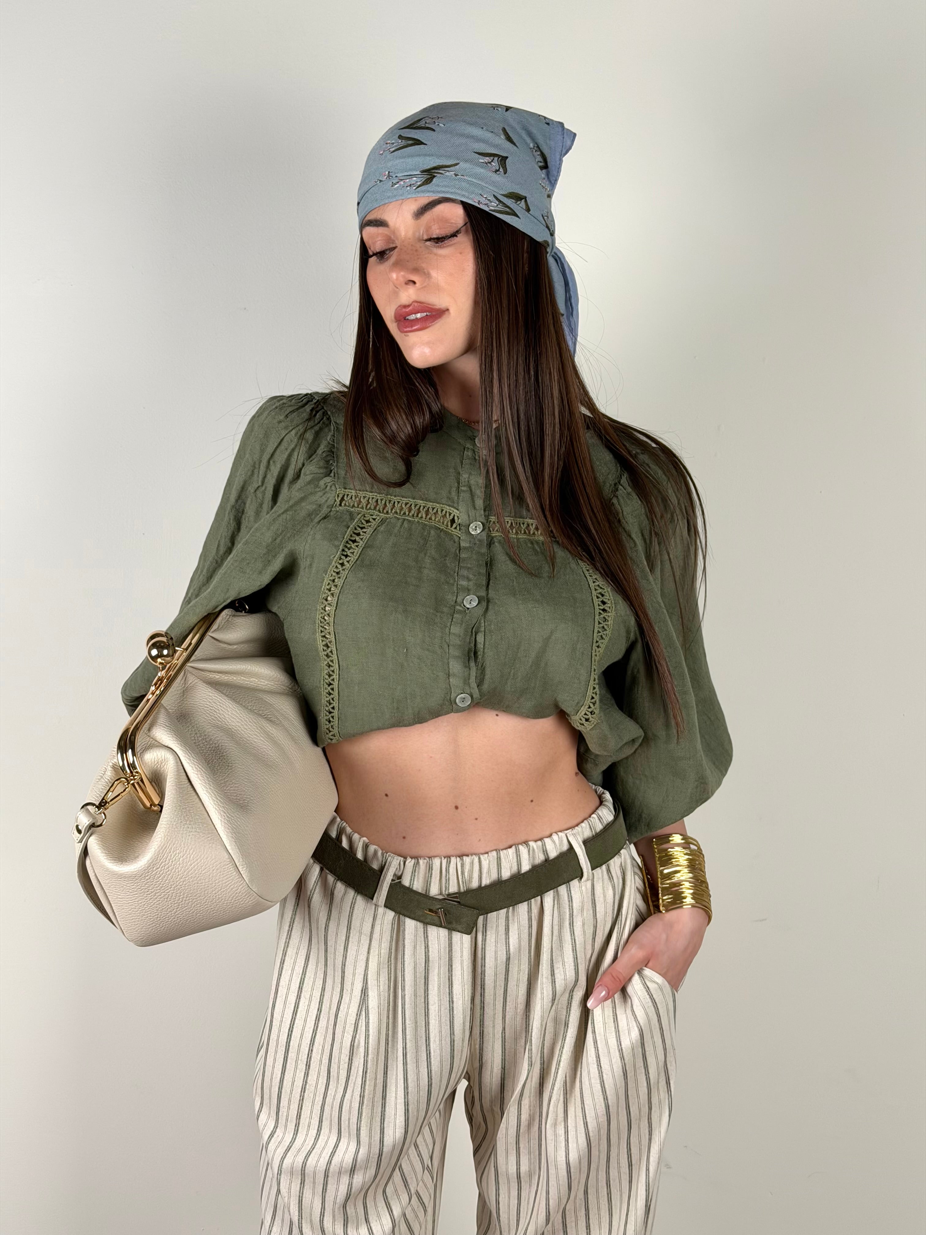Camicia Nicole Puro Lino verde