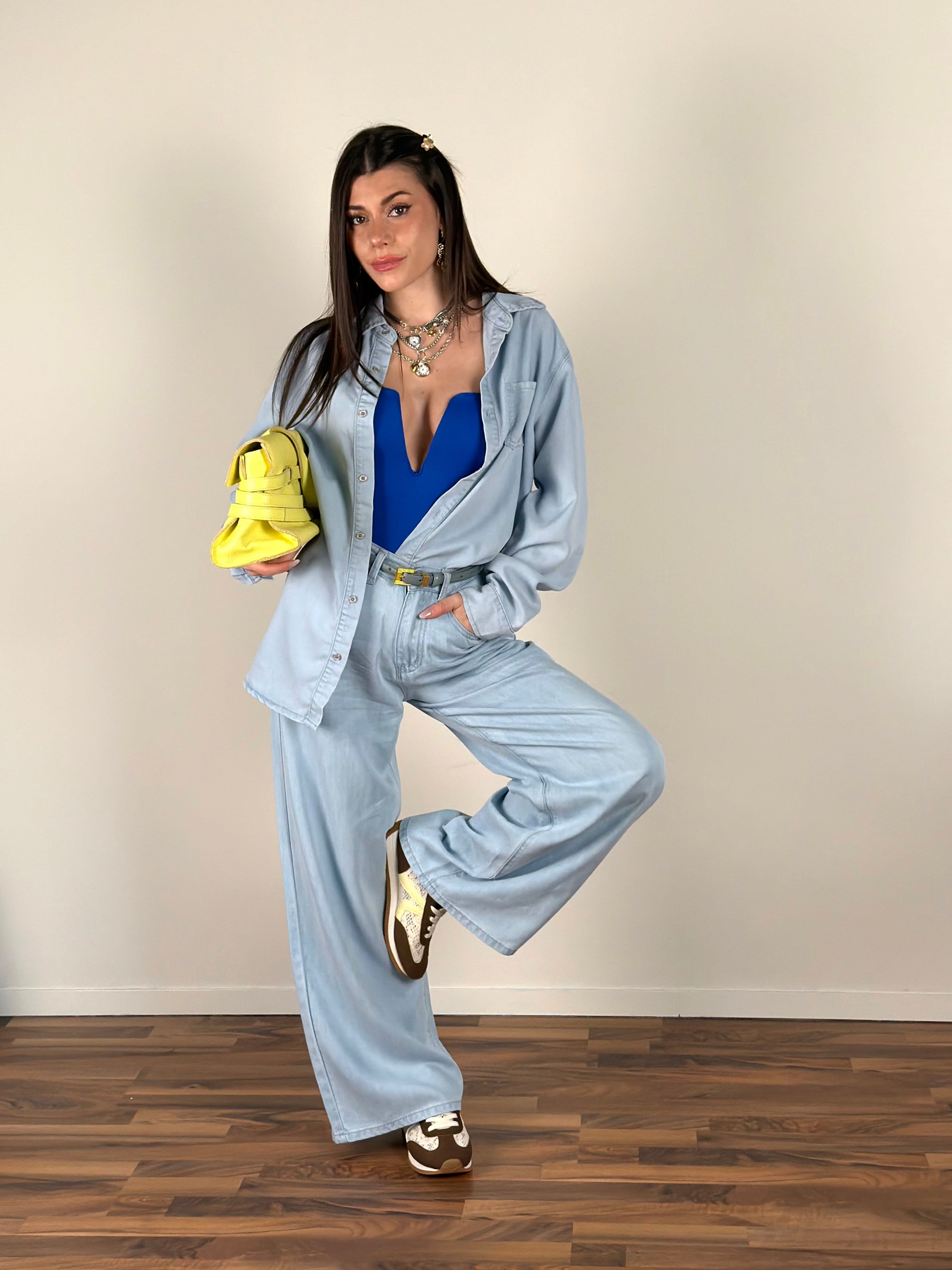 Camicia Rose blu chiaro