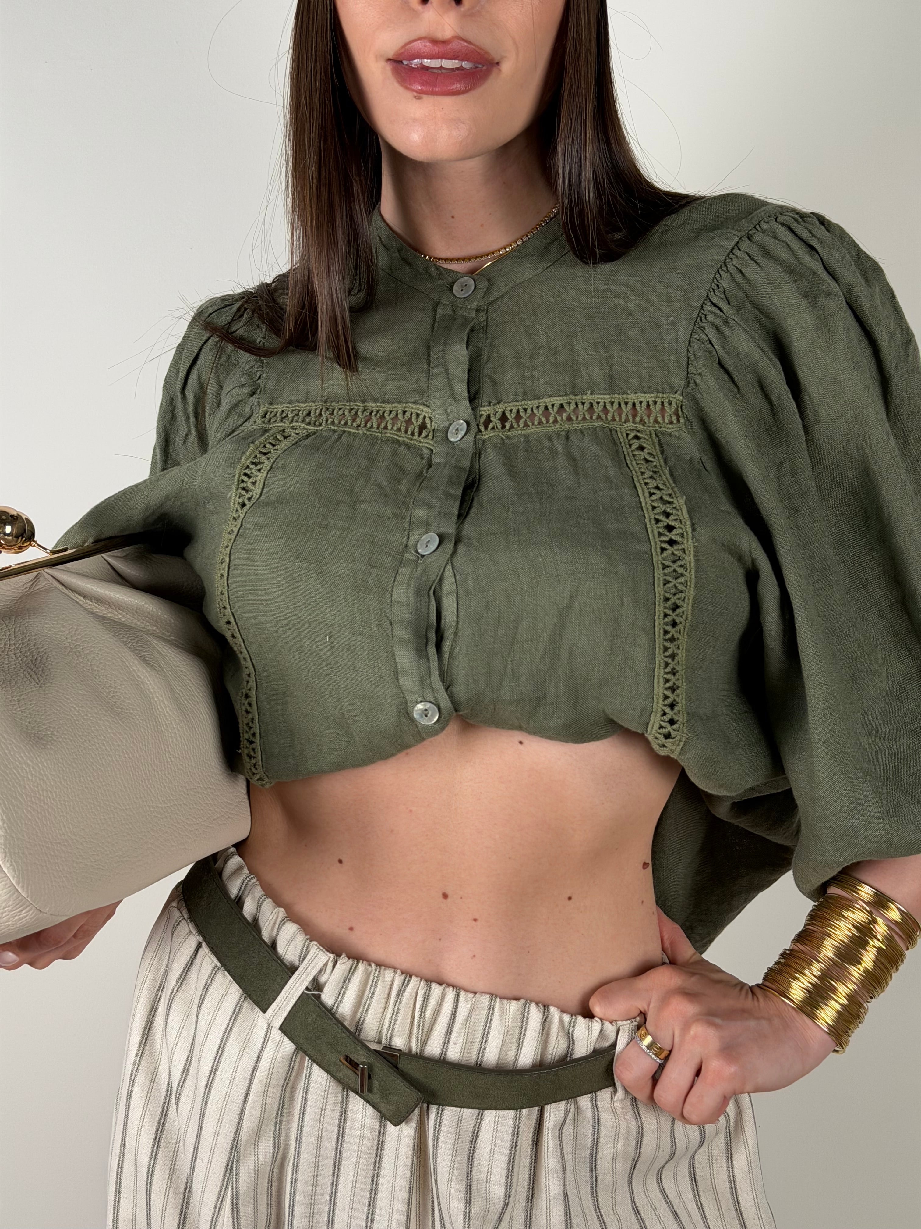 Camicia Nicole Puro Lino verde