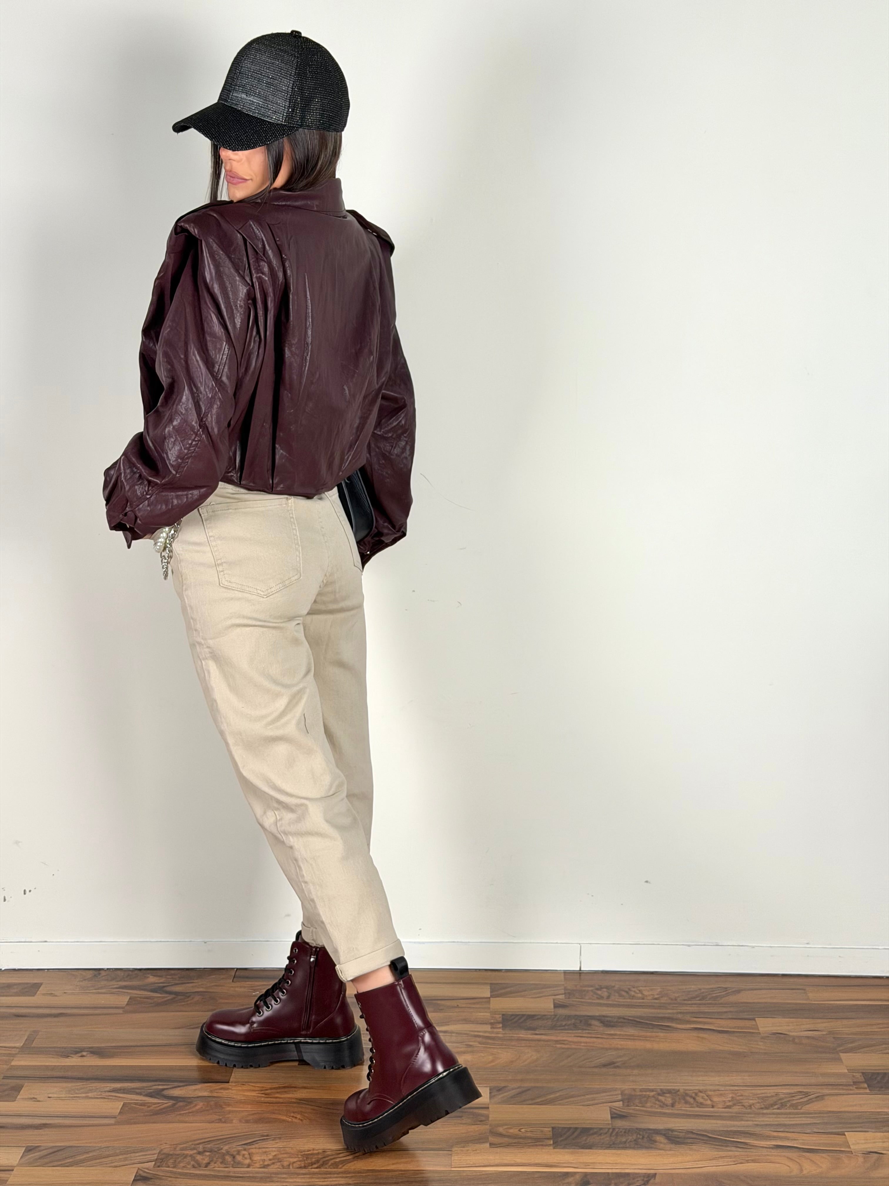 Bomber ecopelle London bordeaux