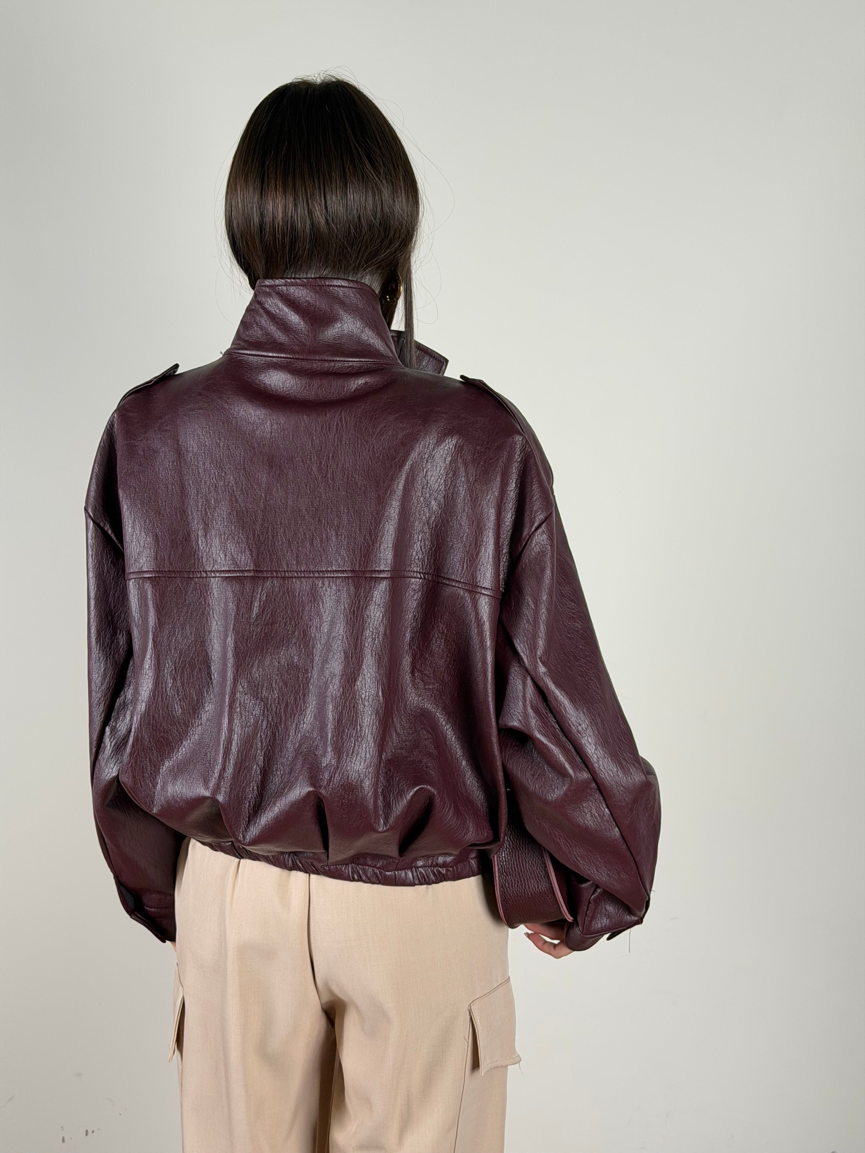 Bomber ecopelle Luna bordeaux