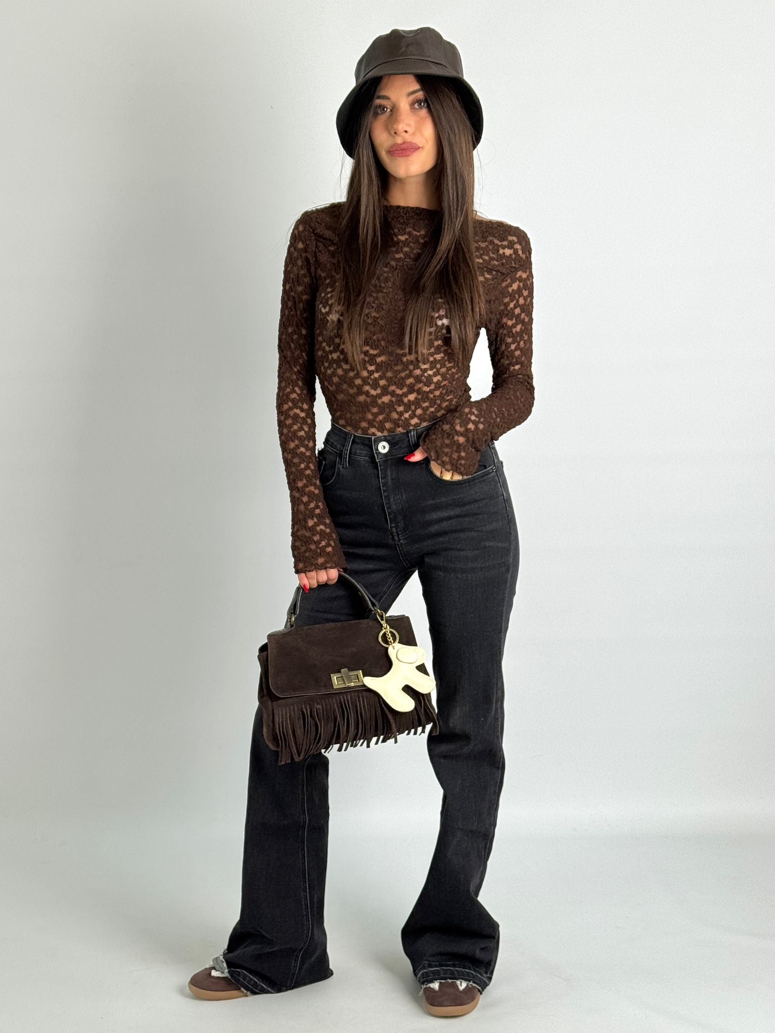 Maglia Moira pizzo marrone