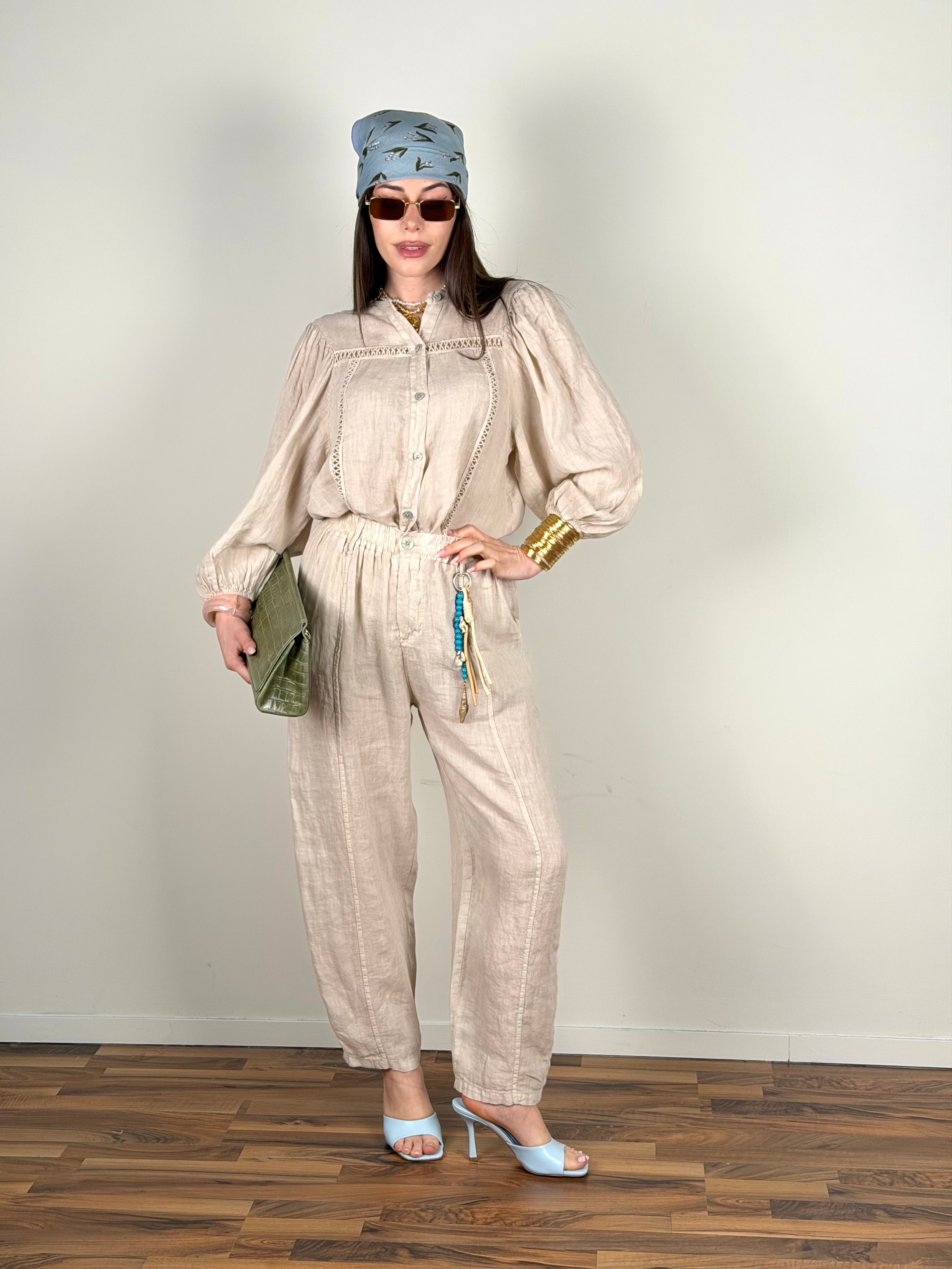Camicia Nicole Puro Lino beige