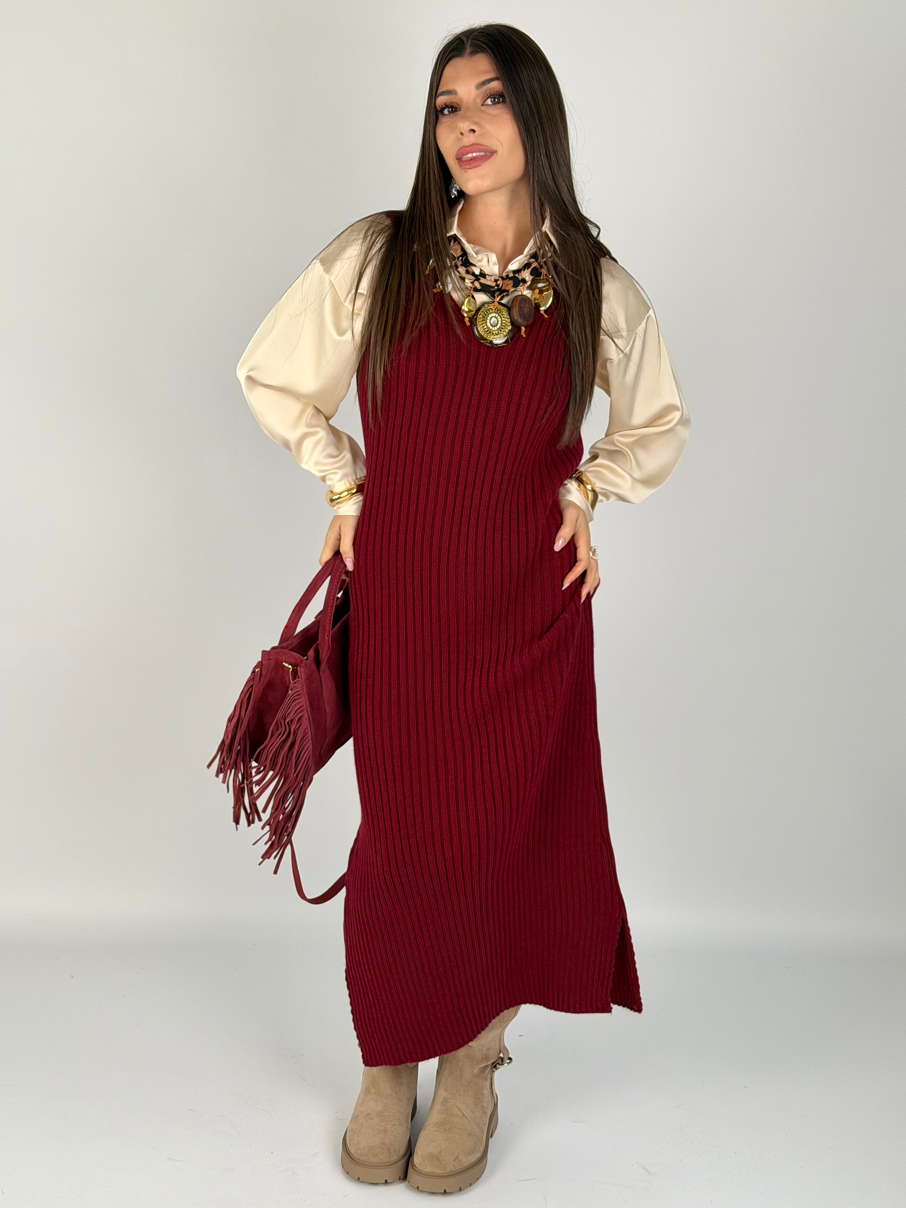 Abito + maglione Asia bordeaux