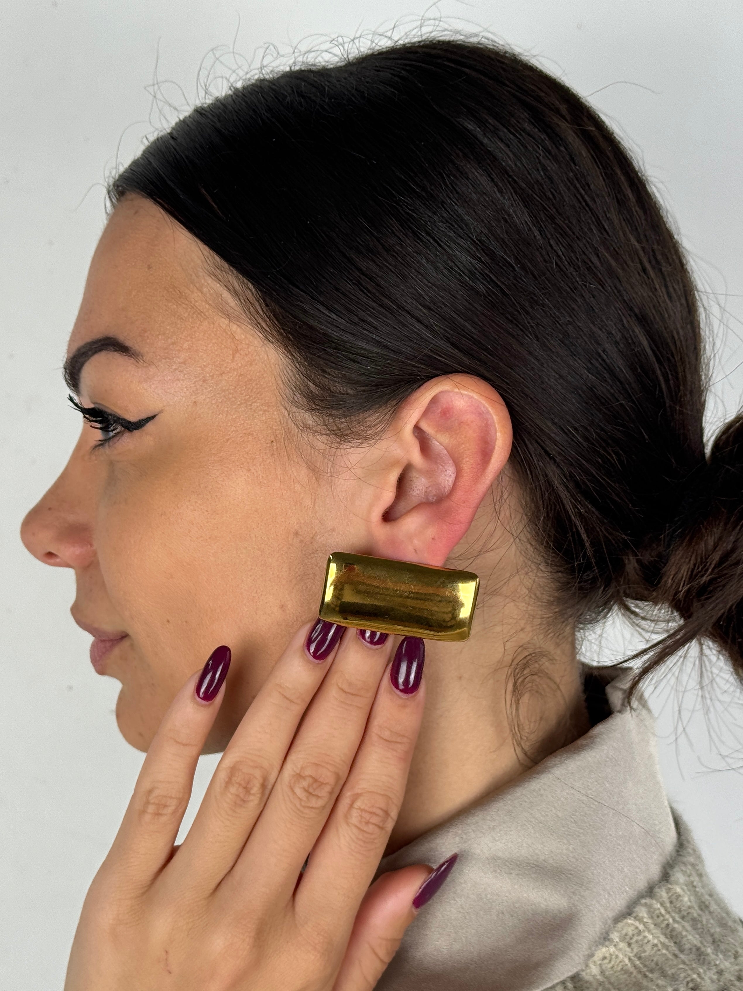 Orecchini placca rettangolare - 2 colori