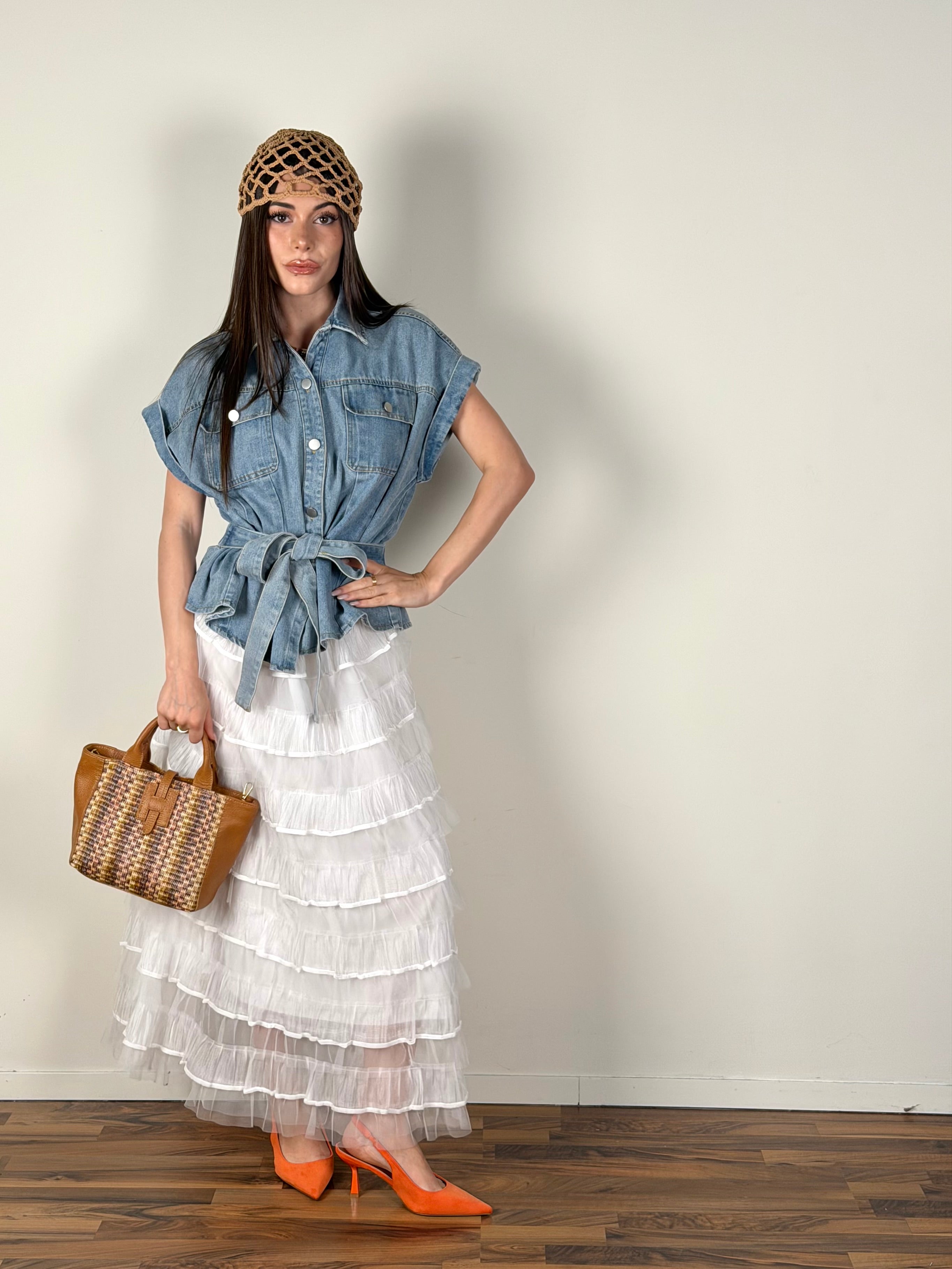 Abito camicia jeans + gonna tulle