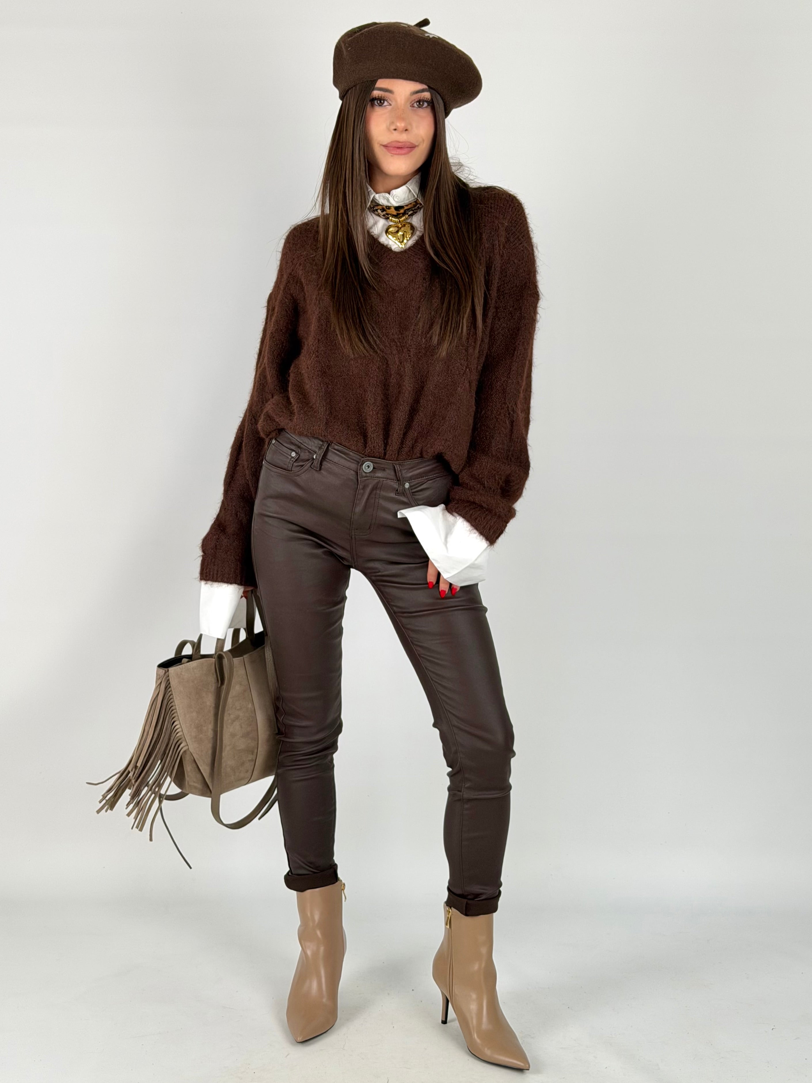 Pantalone in ecopelle BEA moro