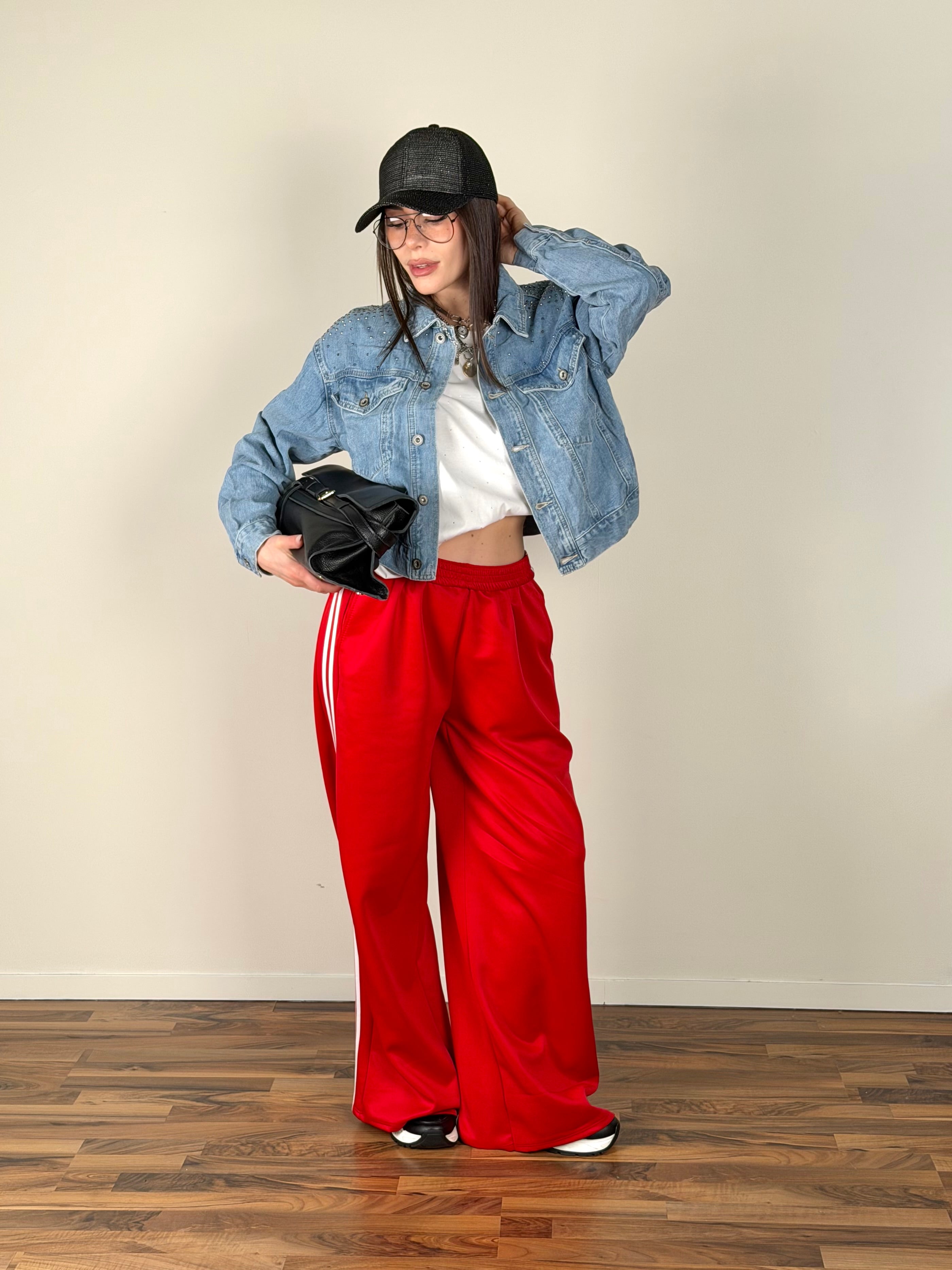 Giubbino denim zirconi