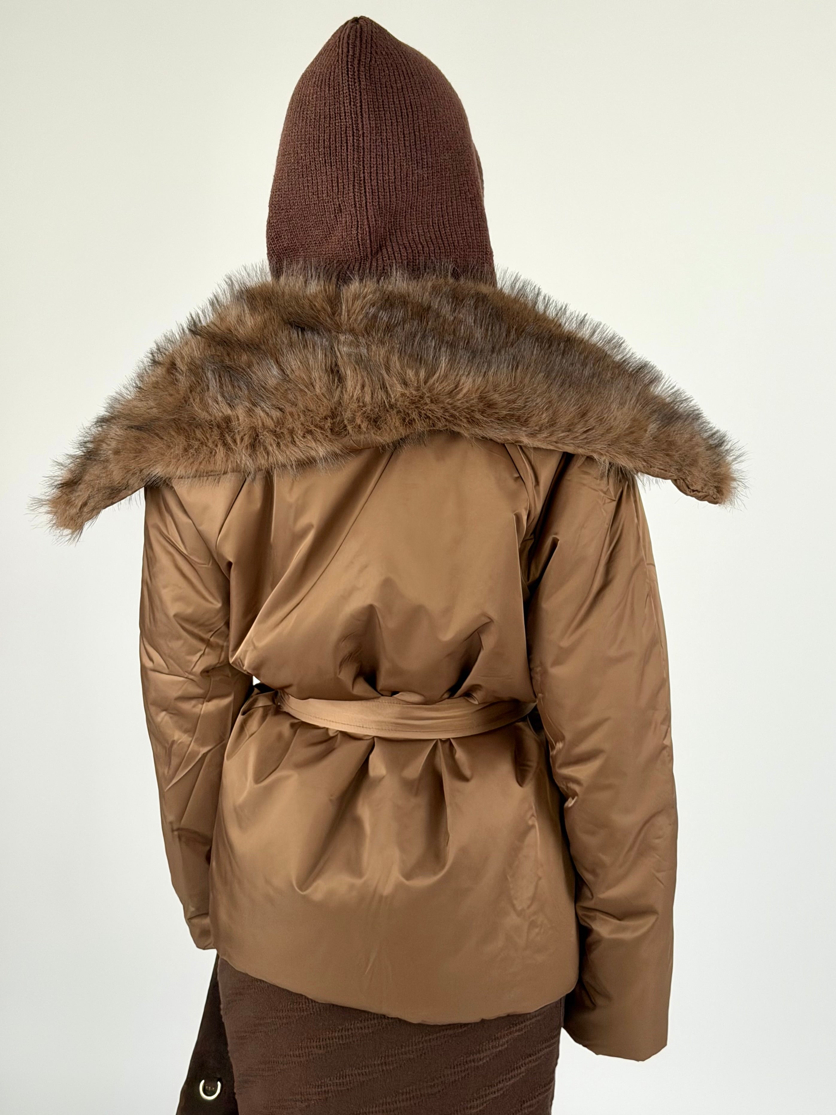 Piumino maxi eco pelliccia moro