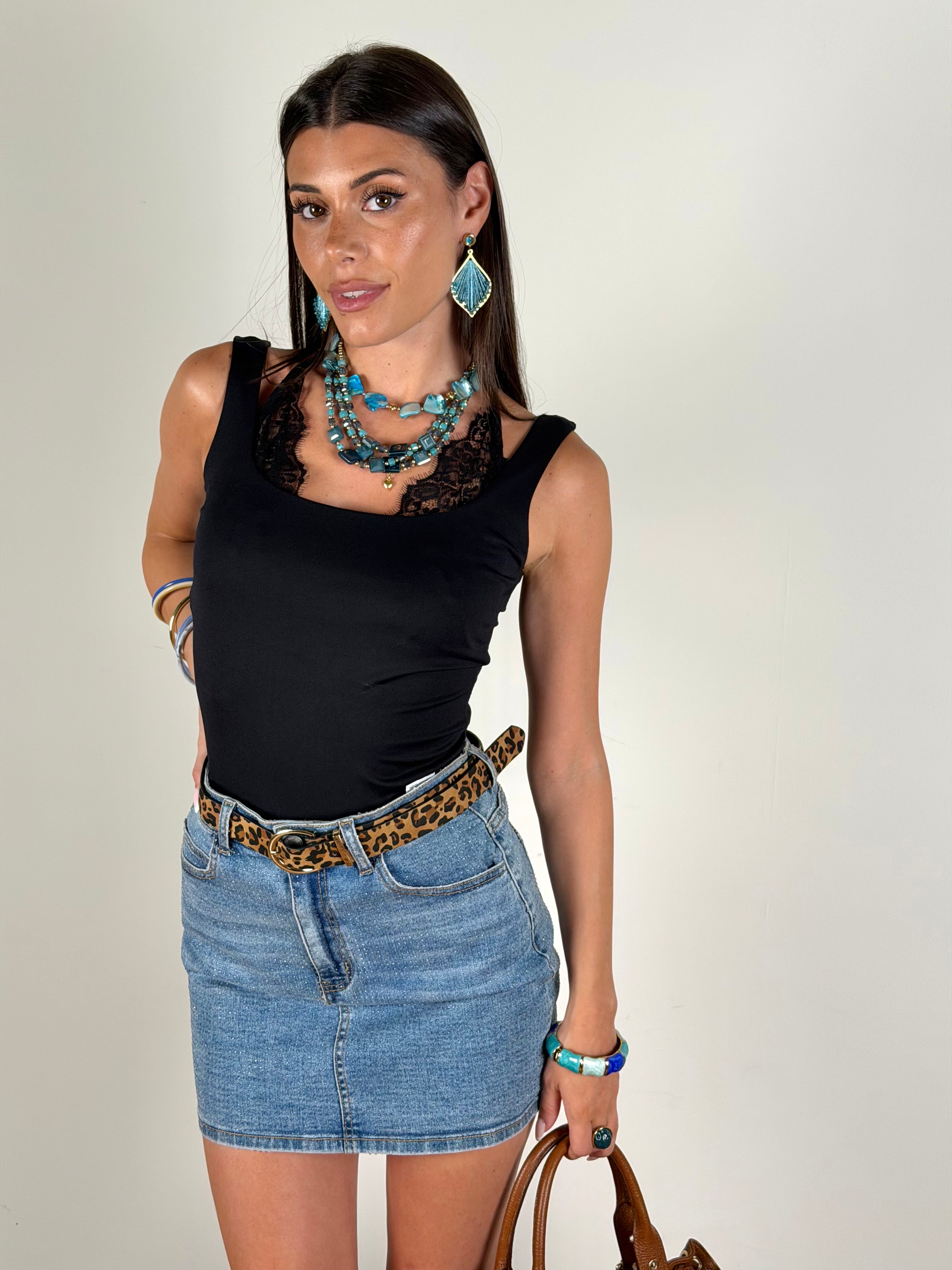 Top Cristallo nero