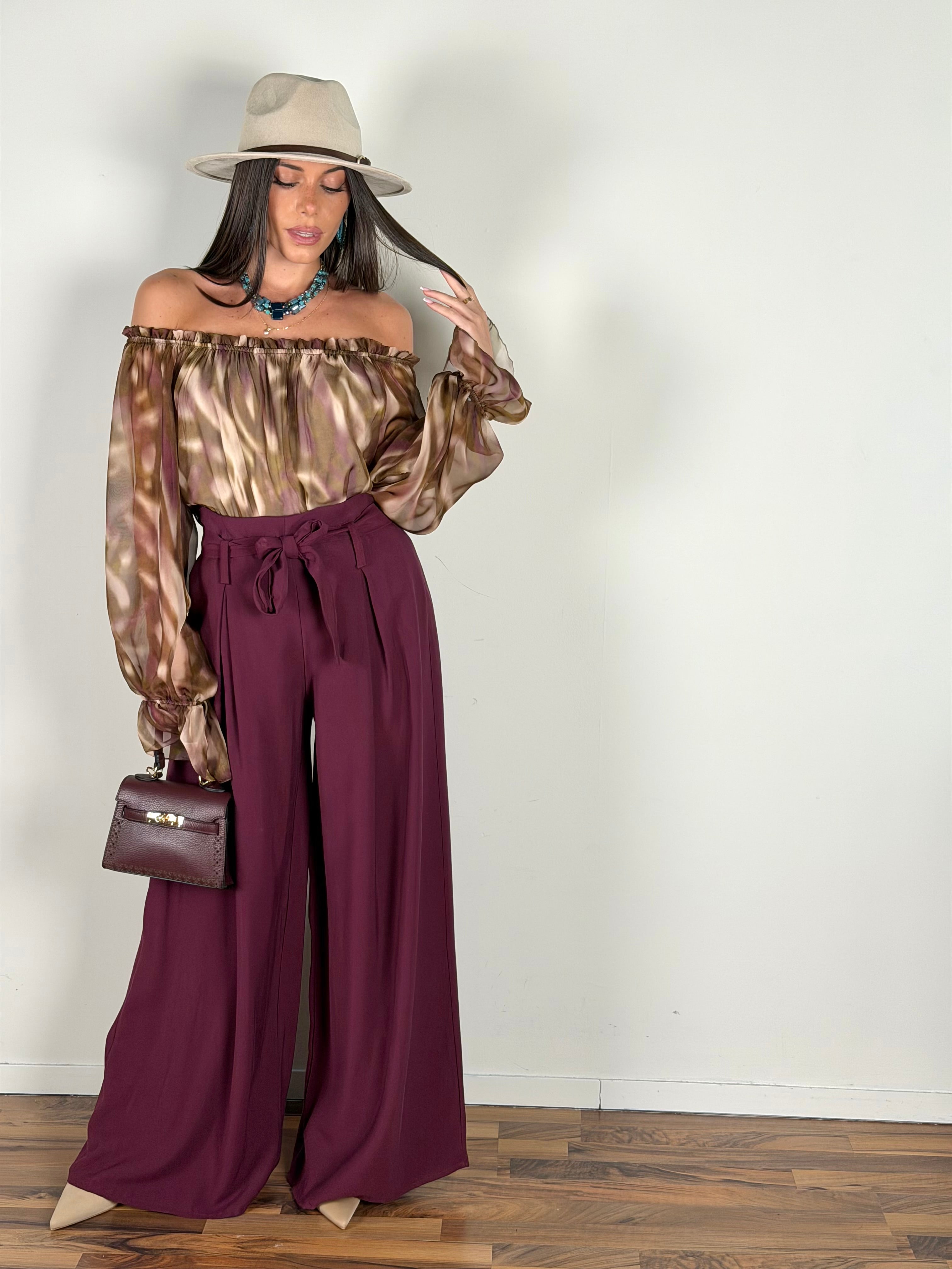 Pantalone Maxi fiocco Milly bordeaux