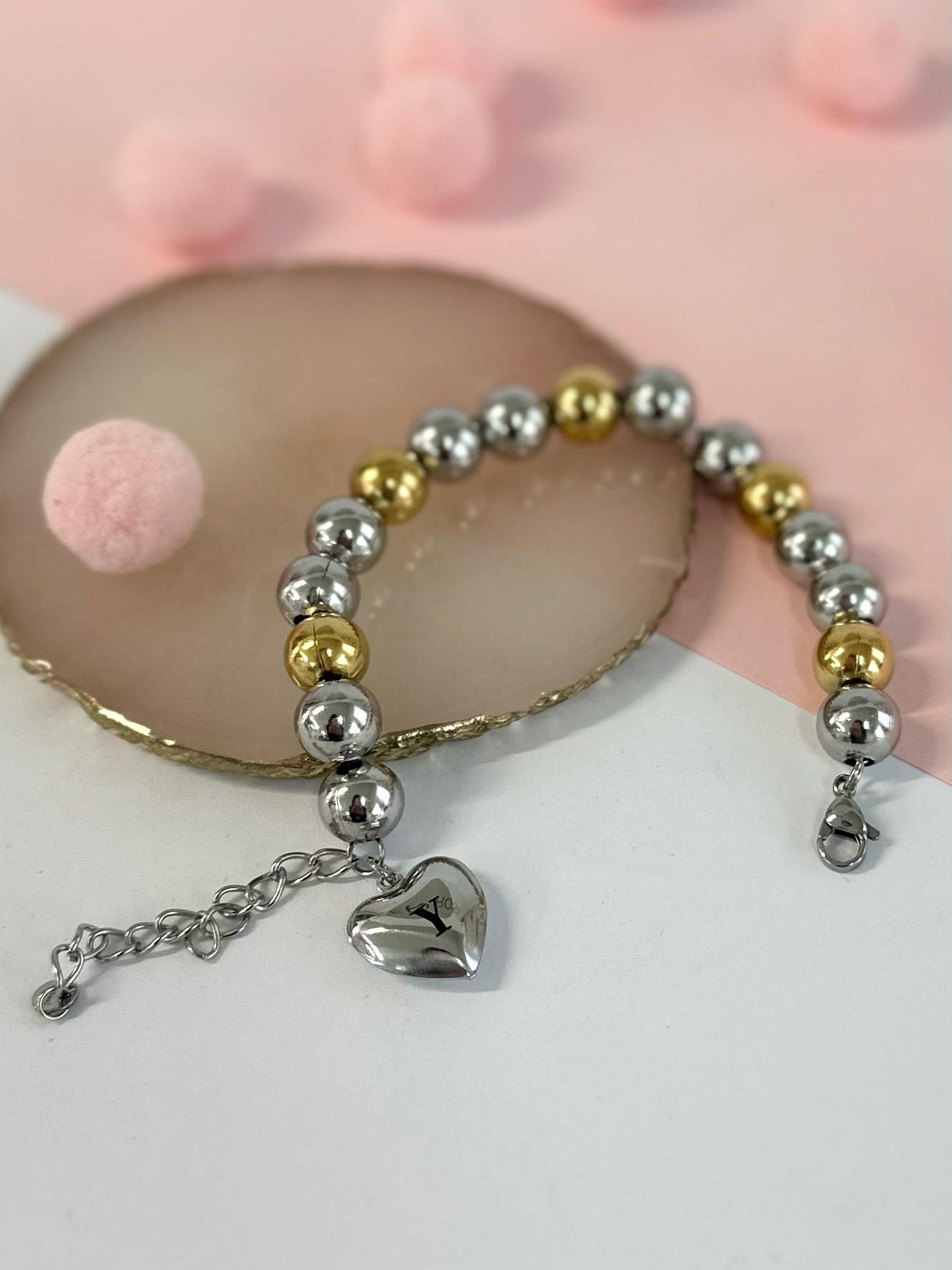 Bracciale maxi sfere personalizzabile con iniziali multicolor