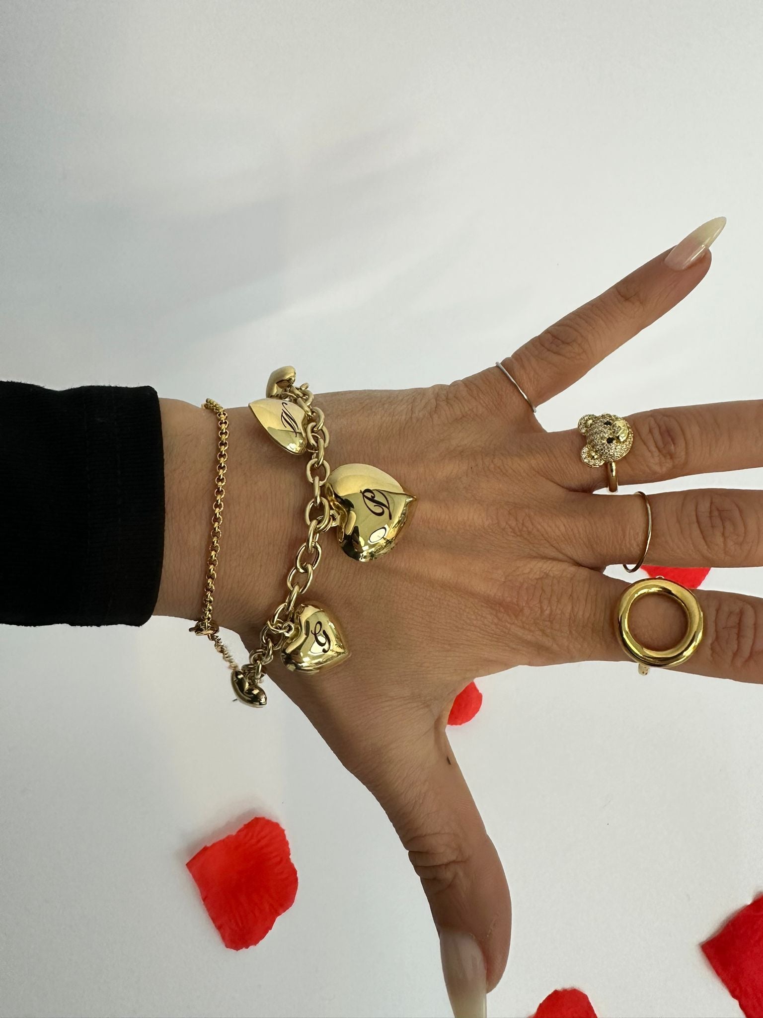 Bracciale maxi cuori personalizzabile con iniziali cupido limited edition