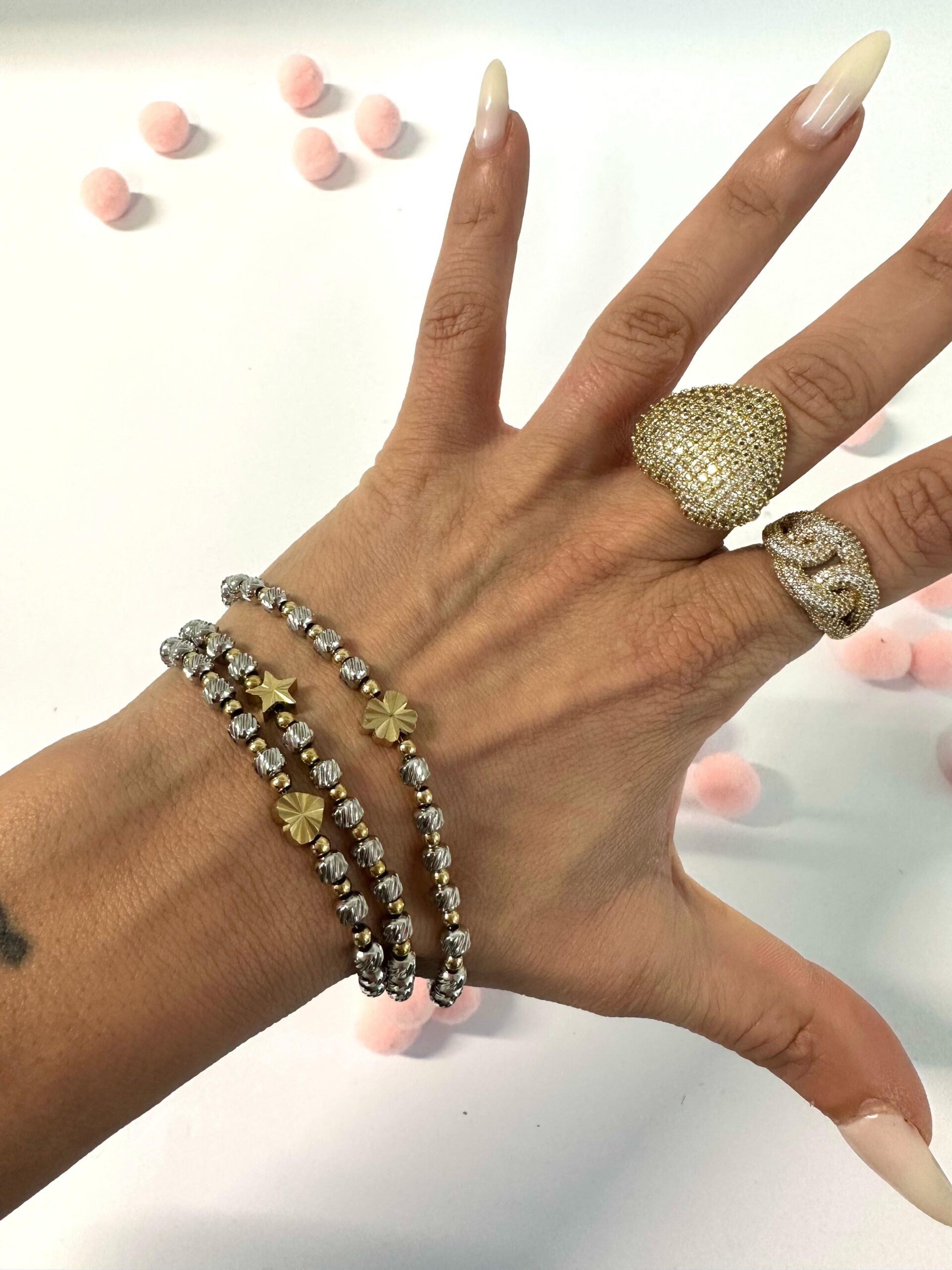 Anello maxi cuore perle