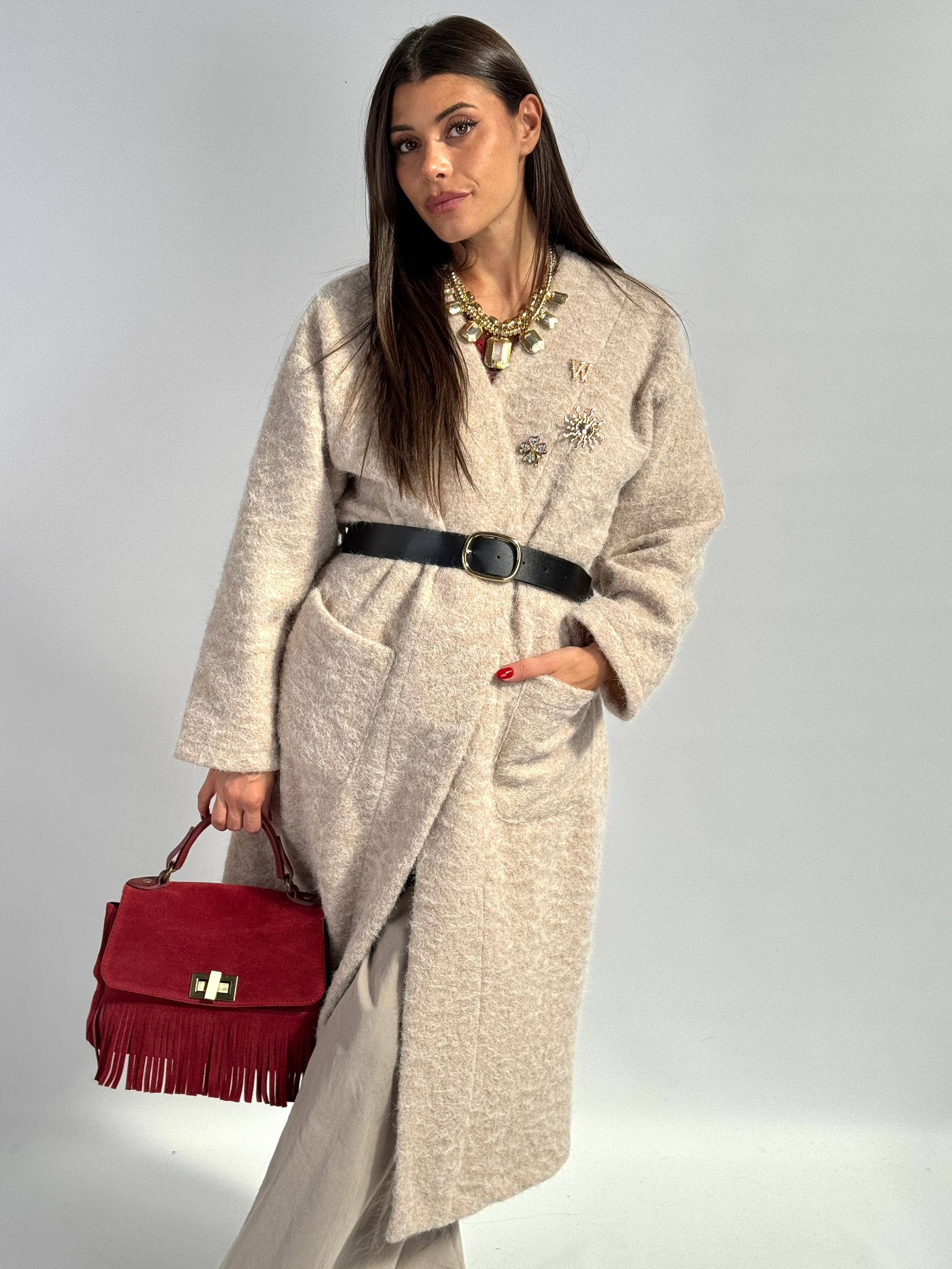 Cappotto spille beige