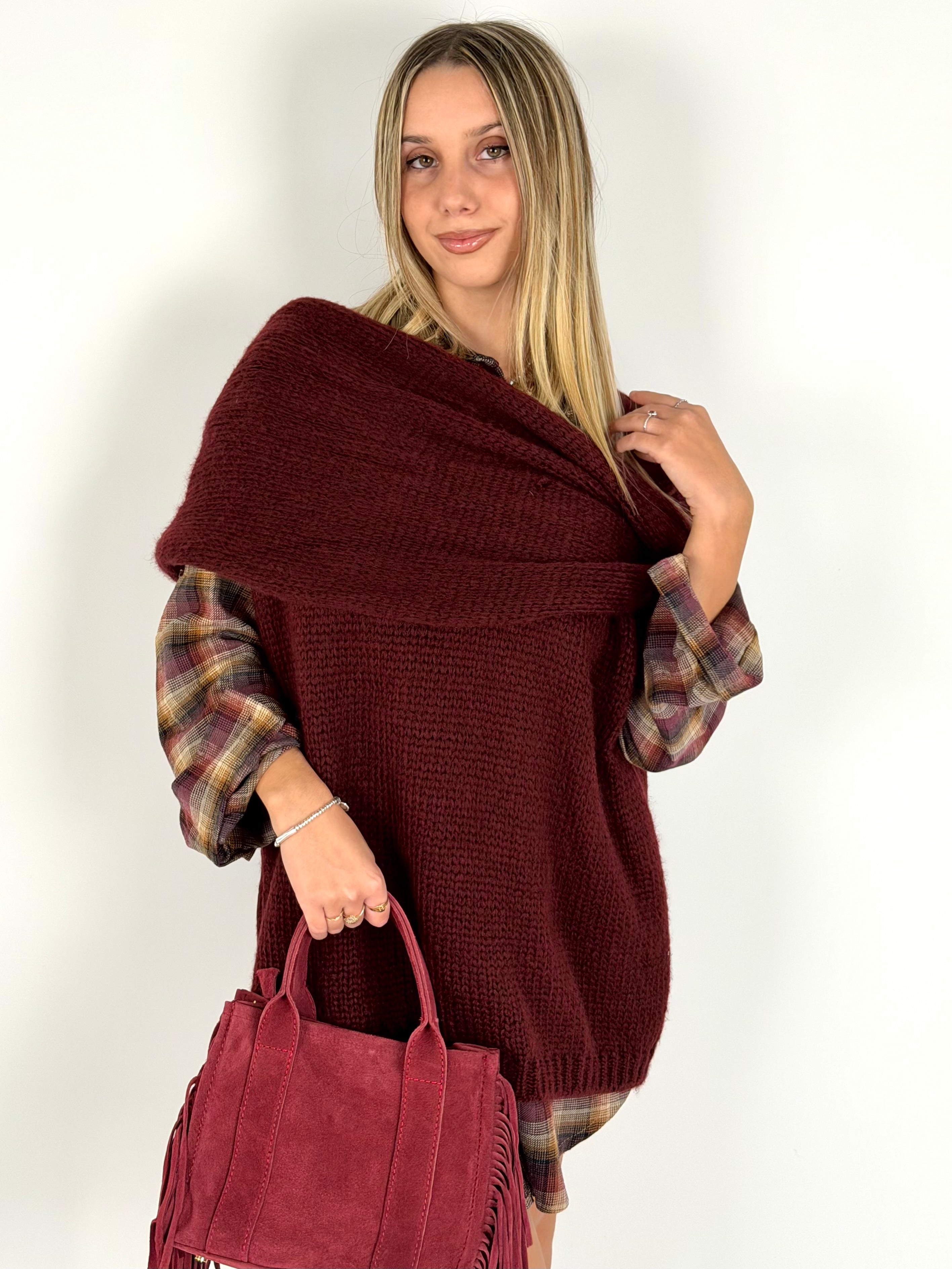 Smanicato + sciarpa bordeaux