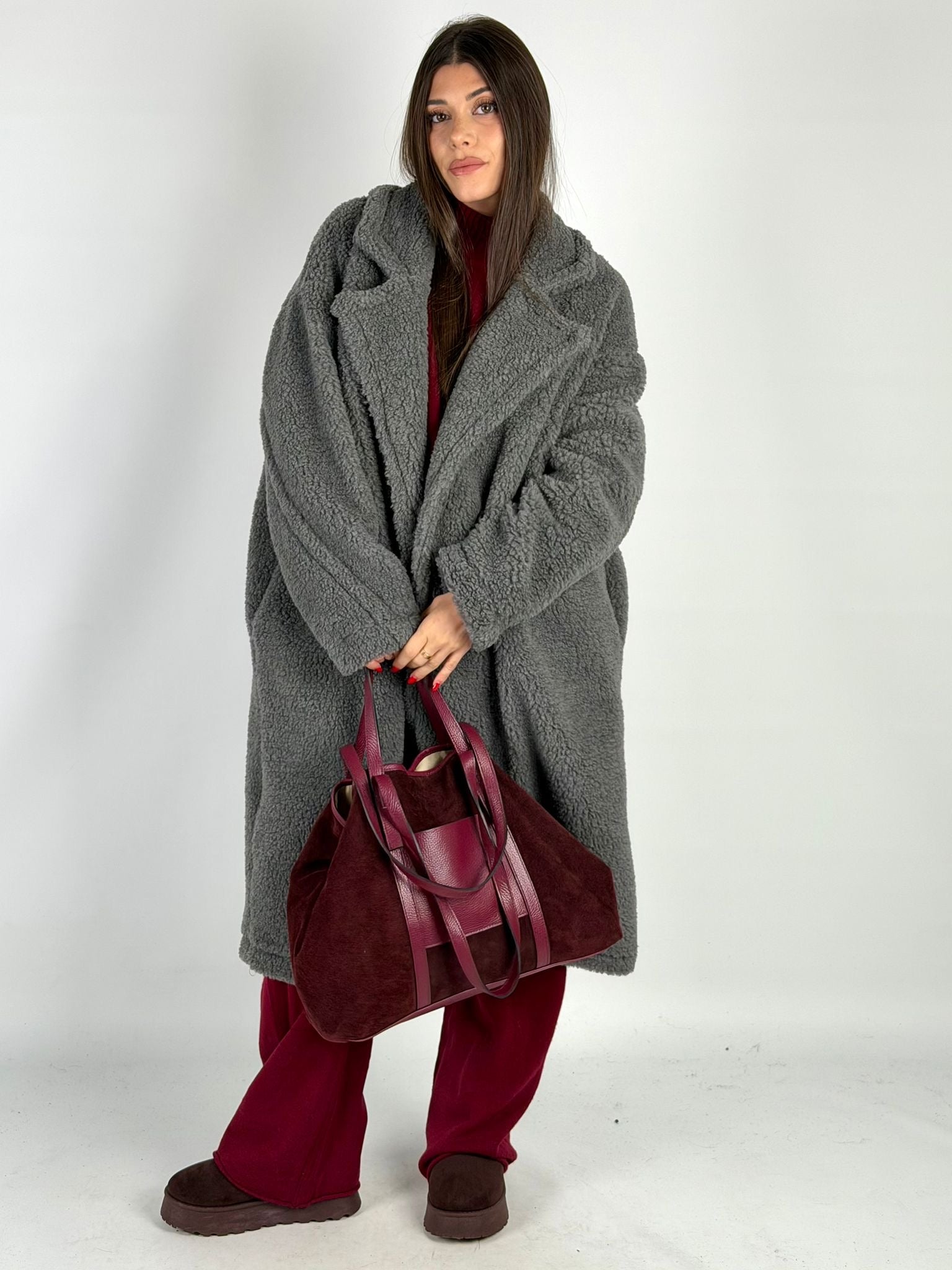 Teddy lungo Moira grigio