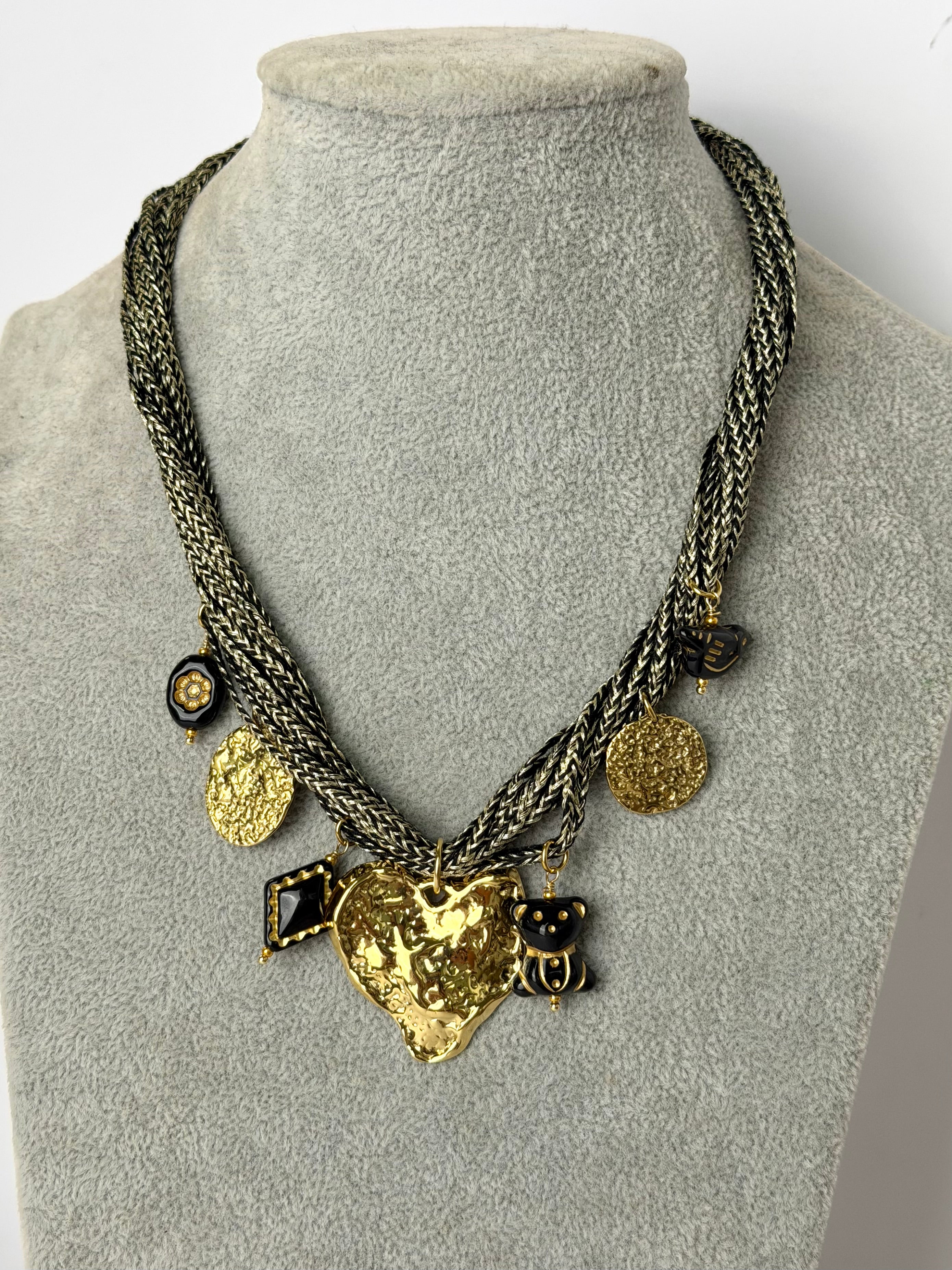 Collana intreccio e ciondoli - 2 colori