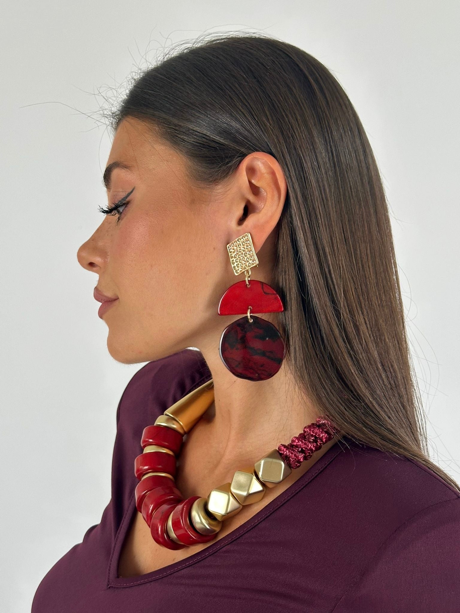 Orecchini clip circle marmorizzati