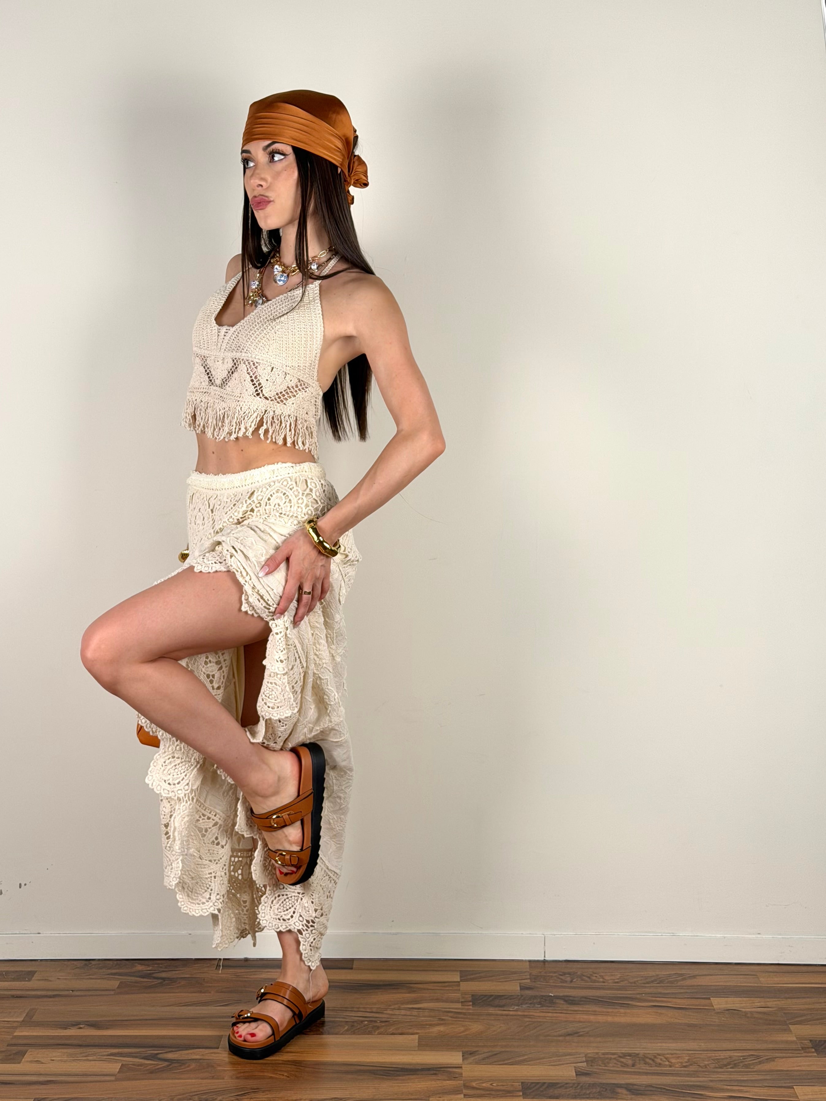 Gonna pizzo Ostuni beige
