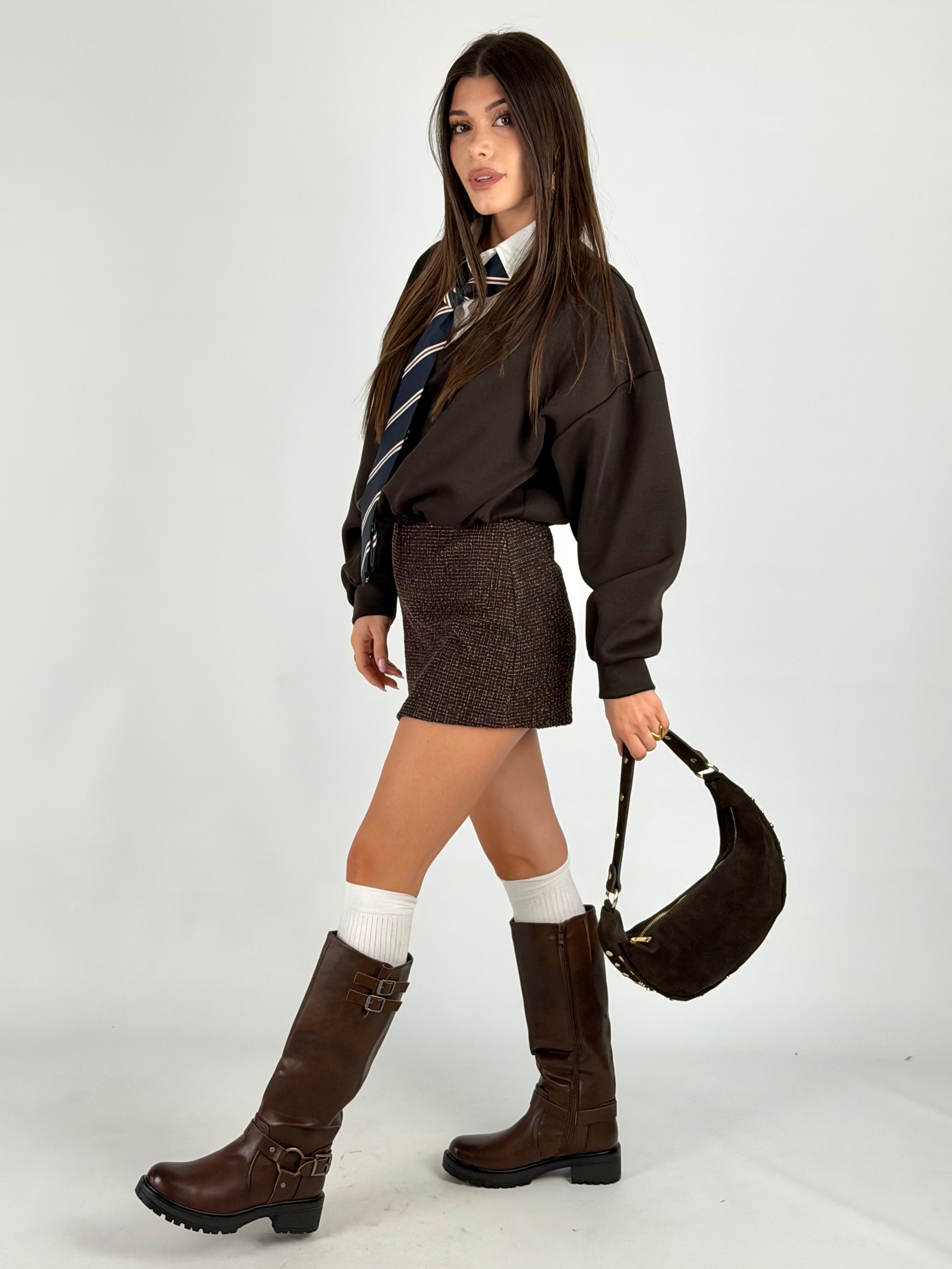 Felpa con cravatta moro