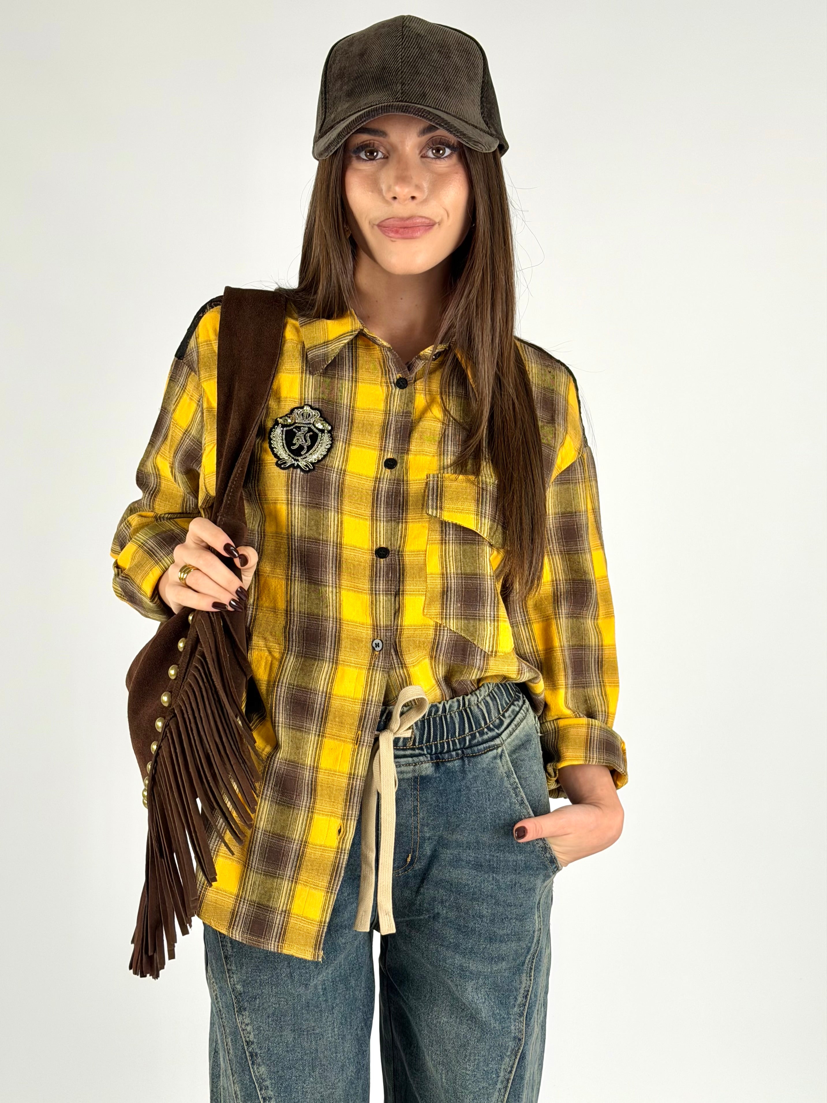 Camicia a quadri gialla e nera