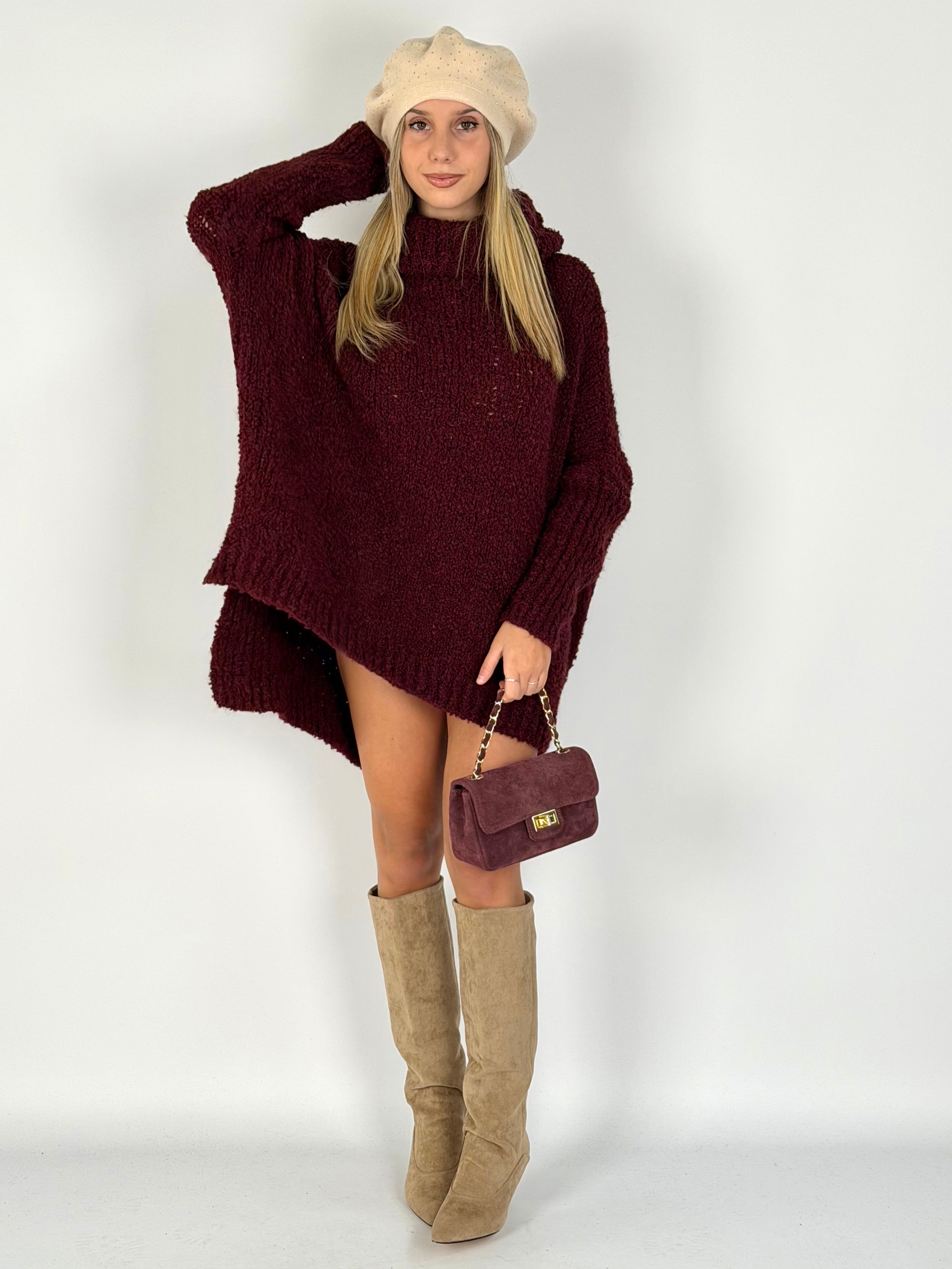 Abito maglia Marzia bordeaux