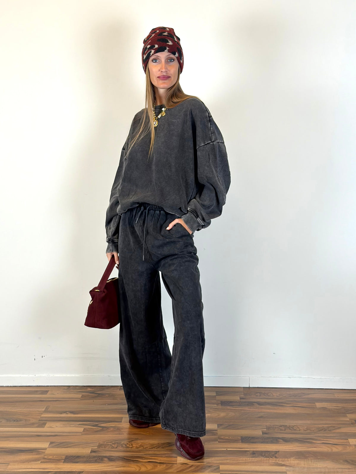Pantalone tuta Stone washed palazzo