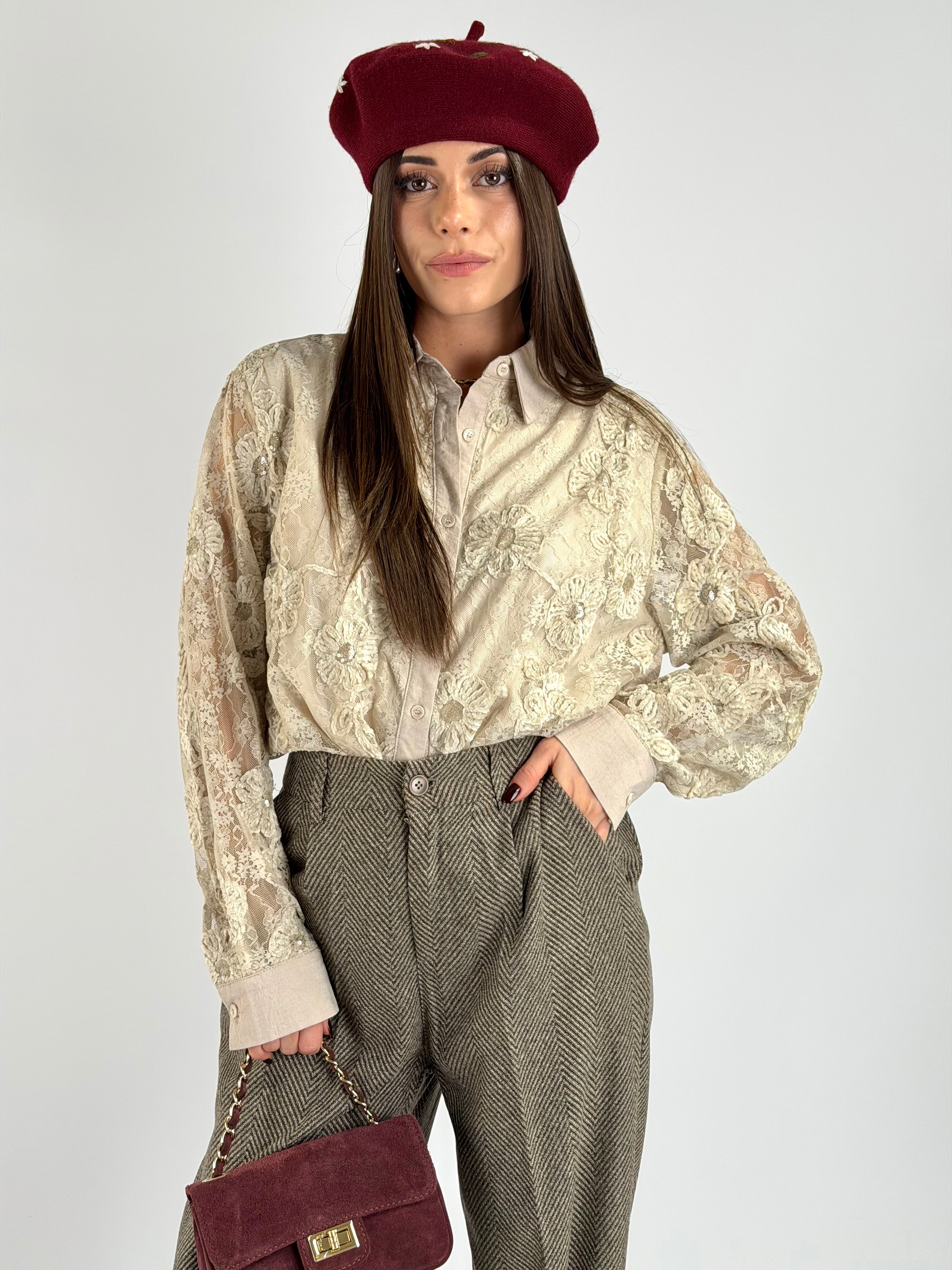 Camicia pizzo Marta beige