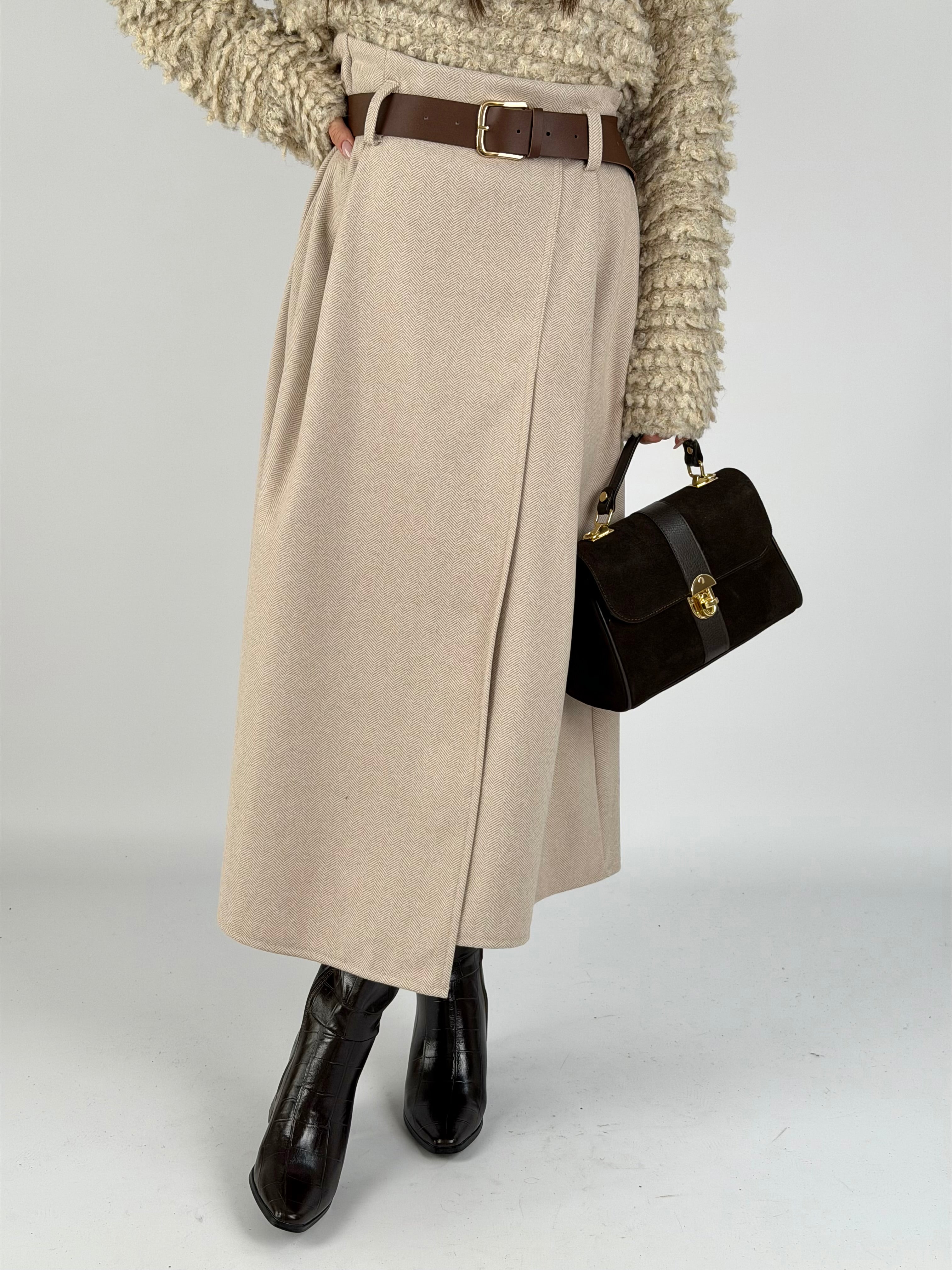 Gonna in panno beige