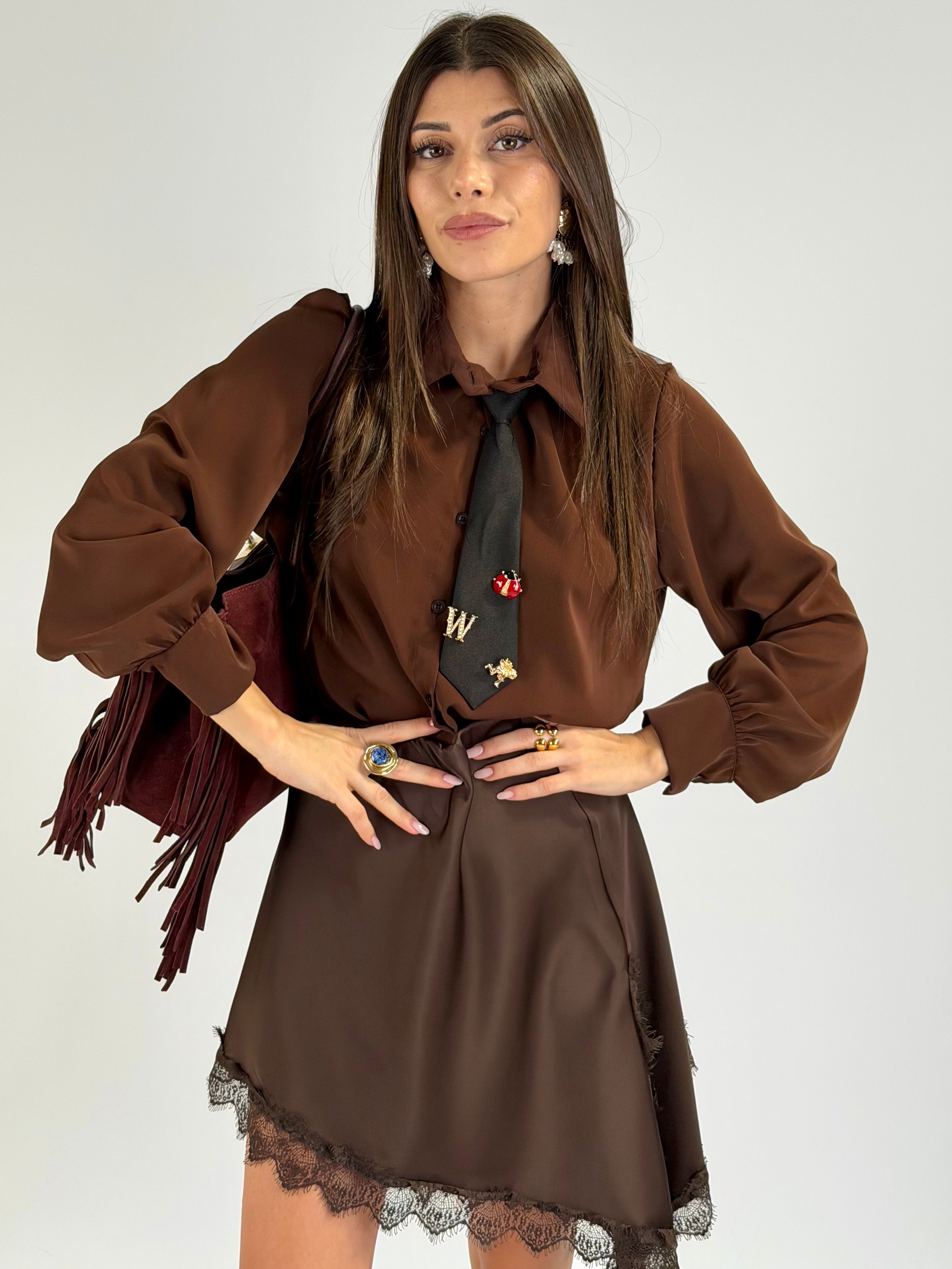 Camicia cravatta sporty moro