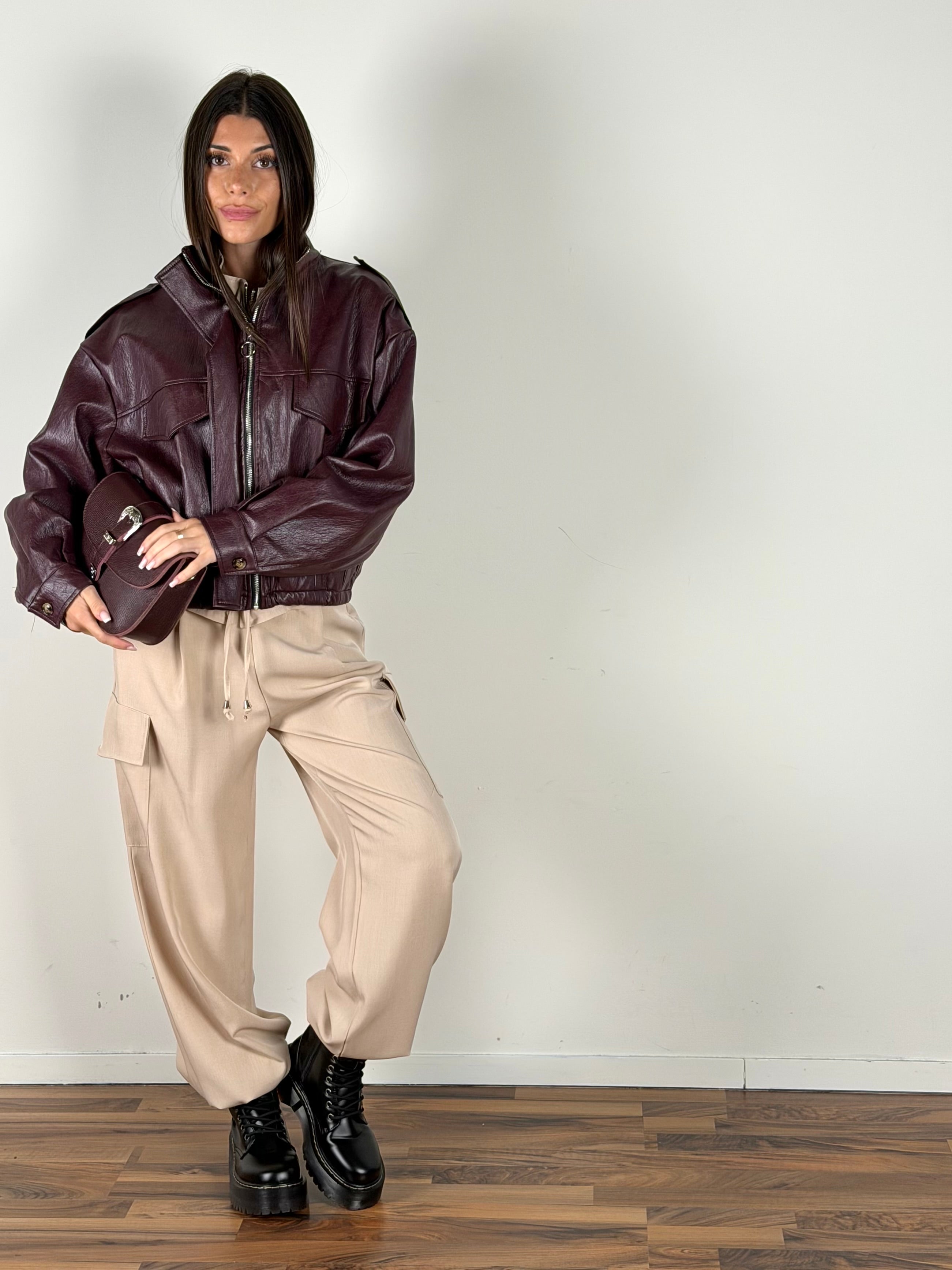 Bomber ecopelle Luna bordeaux