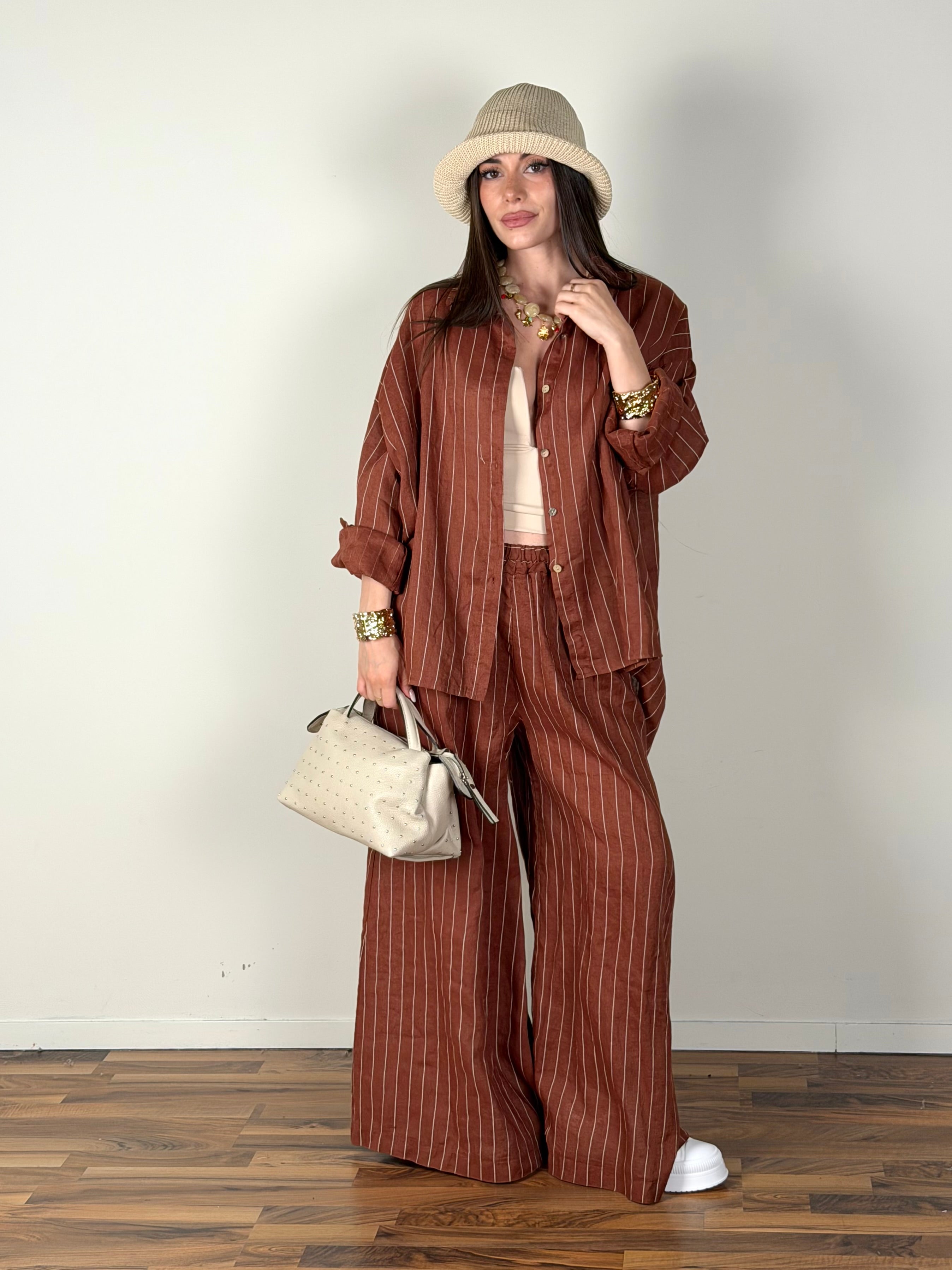Camicia puro lino Margot coccio